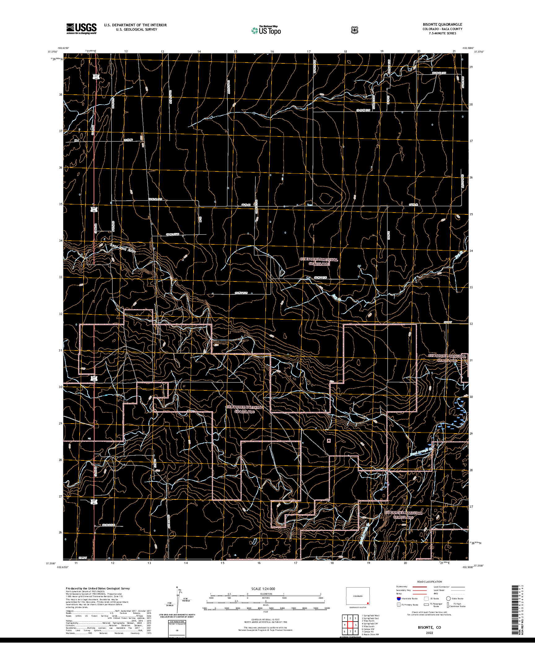 US TOPO 7.5-MINUTE MAP FOR BISONTE, CO