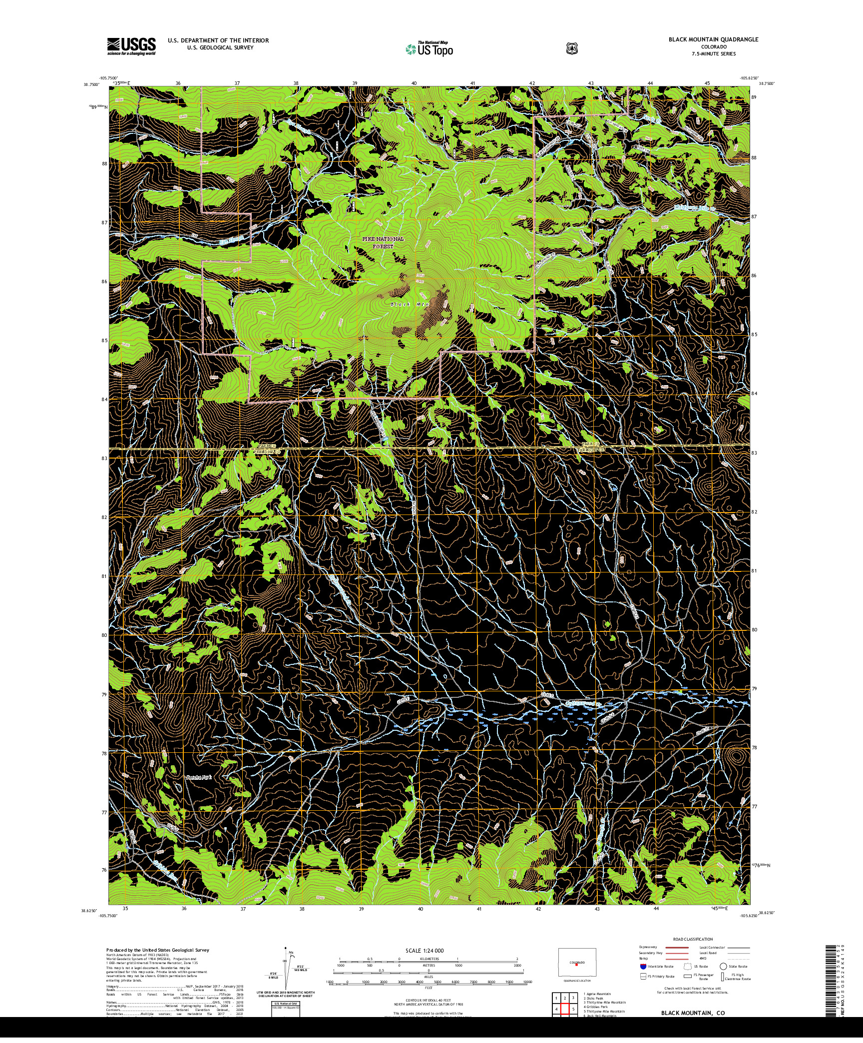 US TOPO 7.5-MINUTE MAP FOR BLACK MOUNTAIN, CO