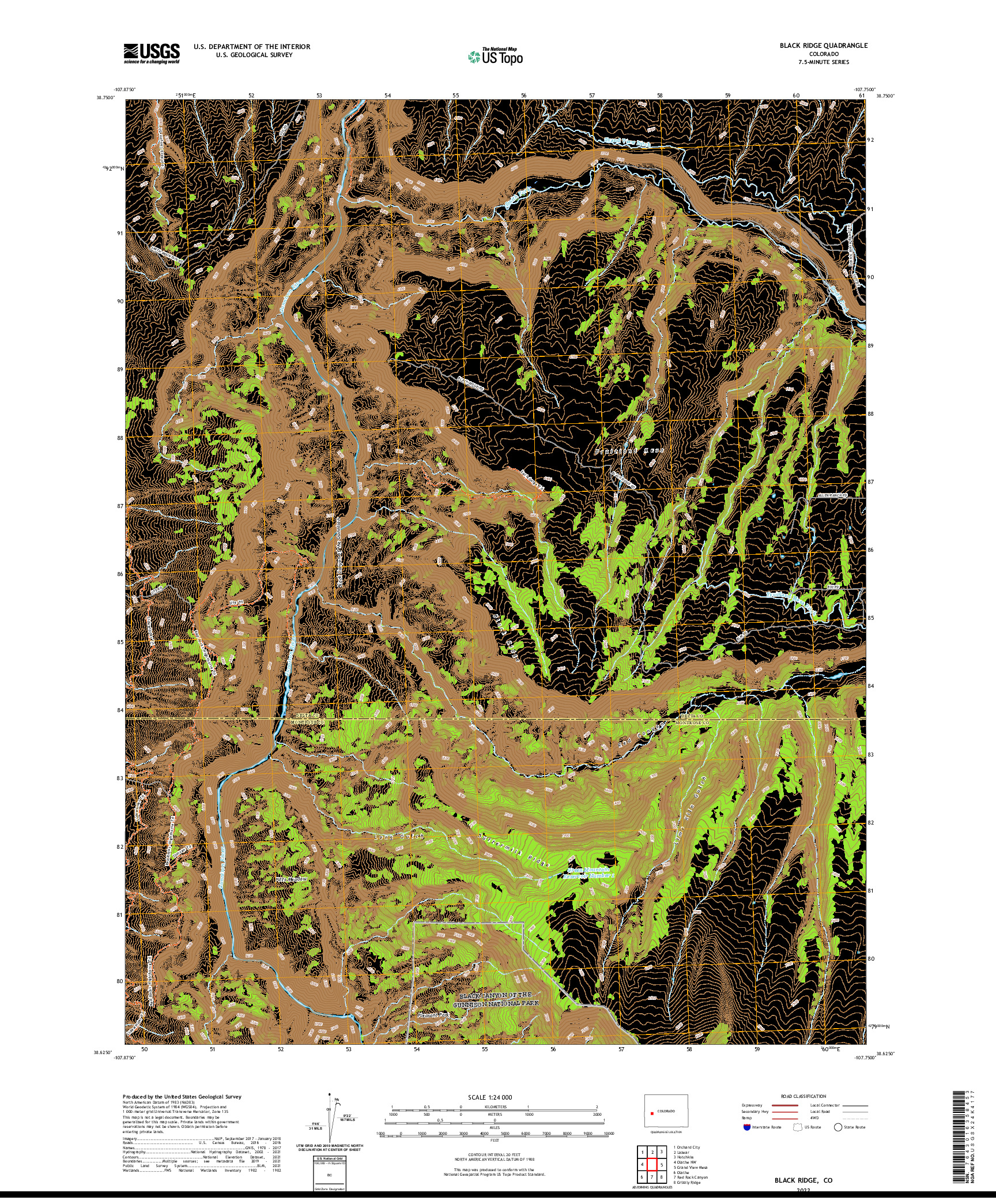 US TOPO 7.5-MINUTE MAP FOR BLACK RIDGE, CO