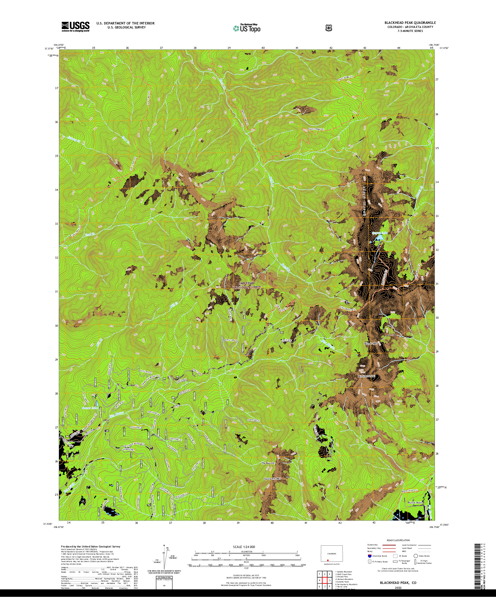 US TOPO 7.5-MINUTE MAP FOR BLACKHEAD PEAK, CO