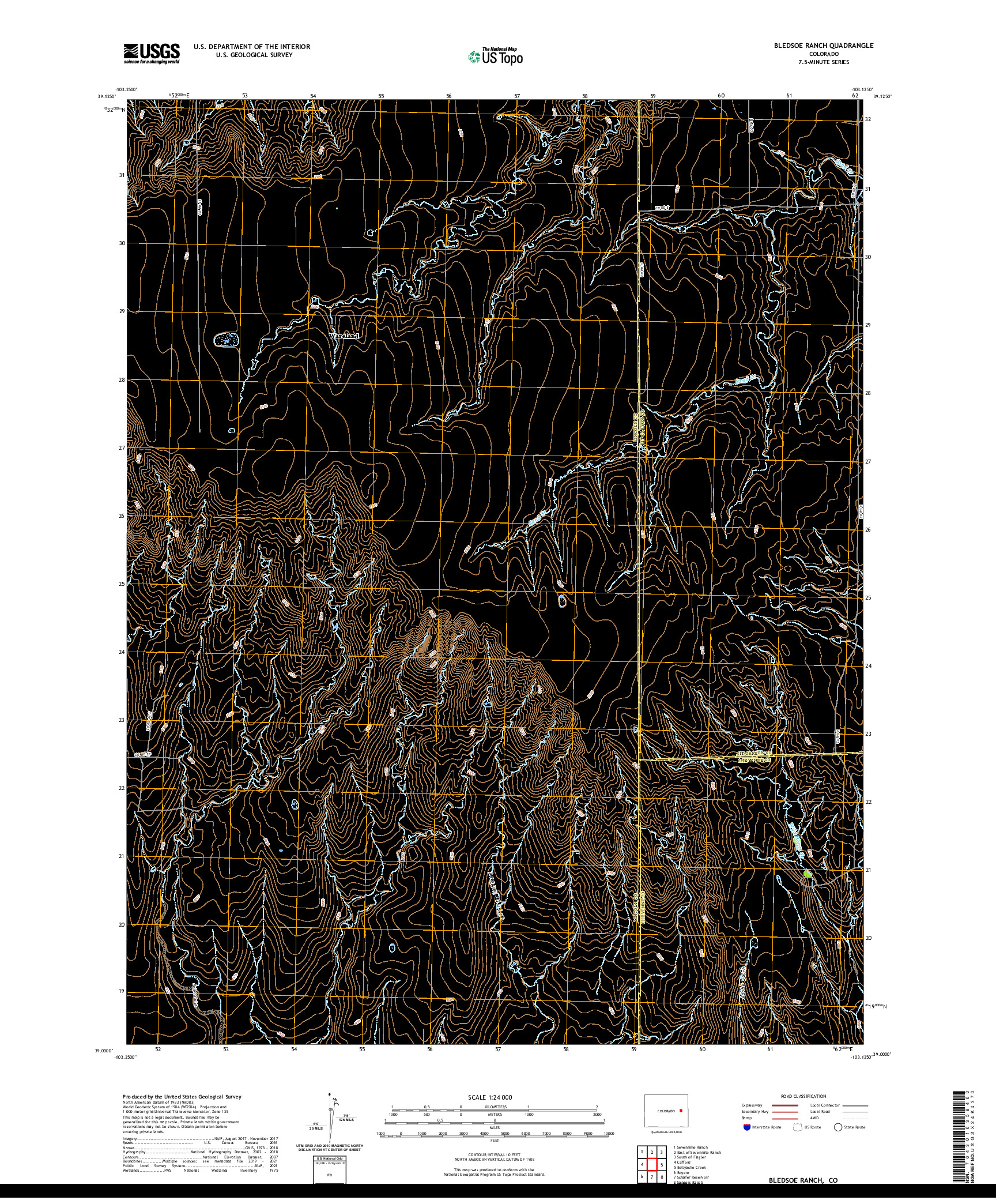 US TOPO 7.5-MINUTE MAP FOR BLEDSOE RANCH, CO