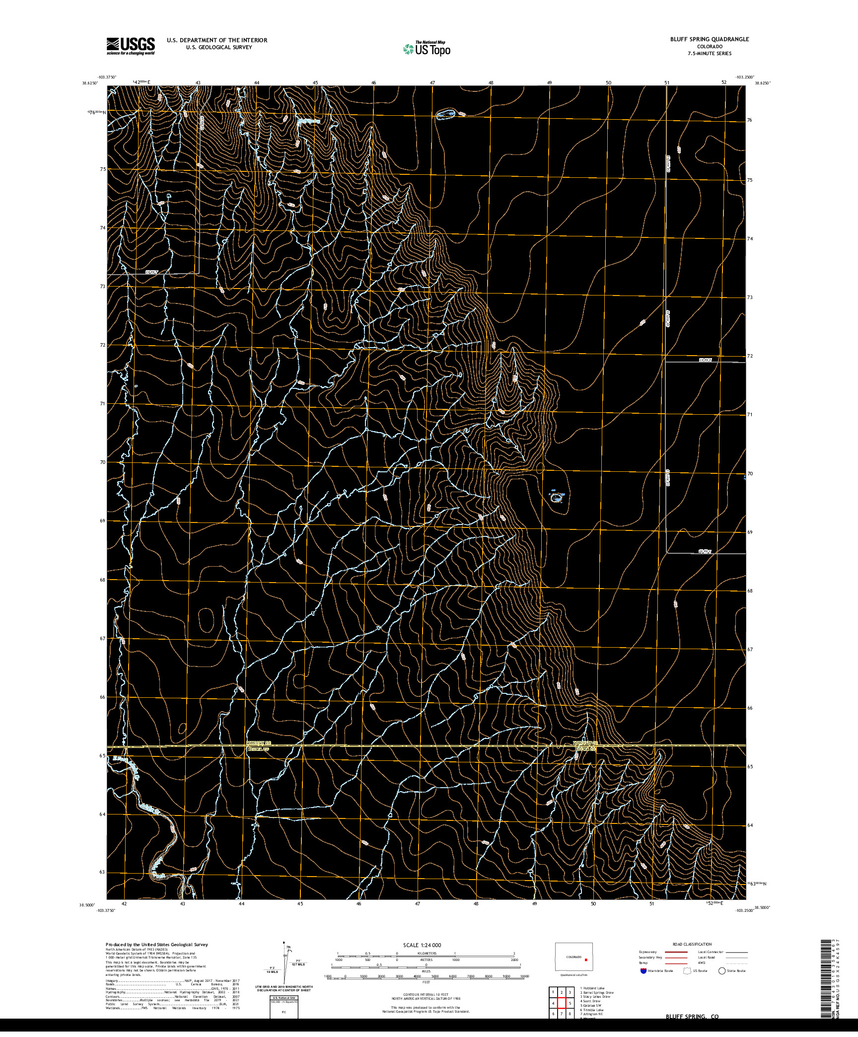 US TOPO 7.5-MINUTE MAP FOR BLUFF SPRING, CO