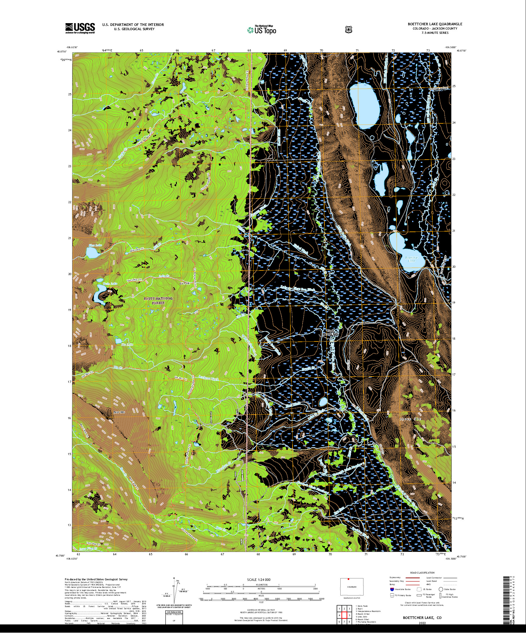 US TOPO 7.5-MINUTE MAP FOR BOETTCHER LAKE, CO