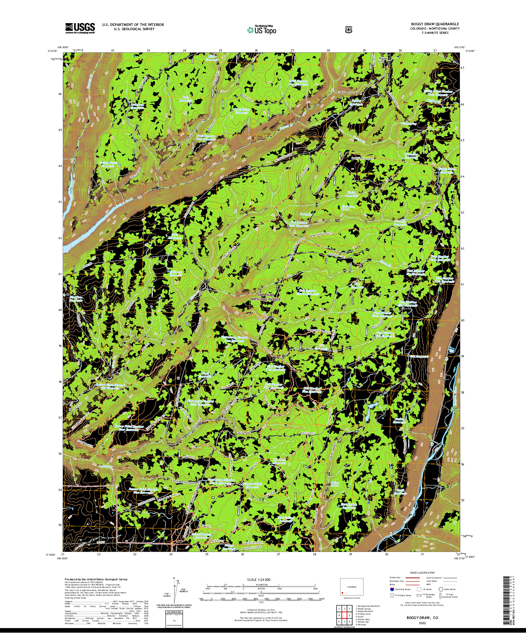 US TOPO 7.5-MINUTE MAP FOR BOGGY DRAW, CO