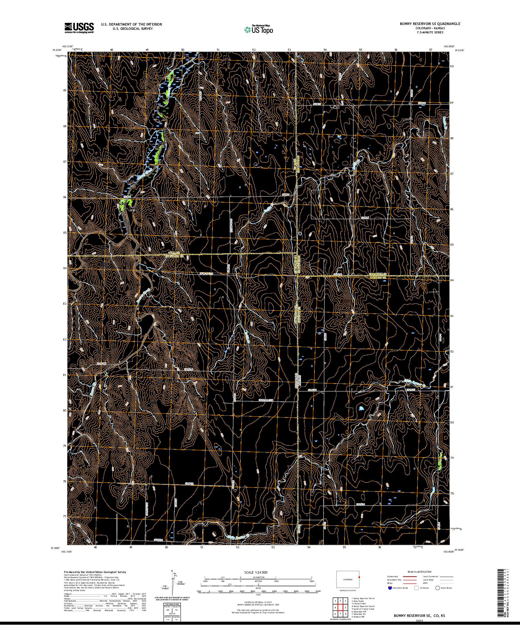 US TOPO 7.5-MINUTE MAP FOR BONNY RESERVOIR SE, CO,KS