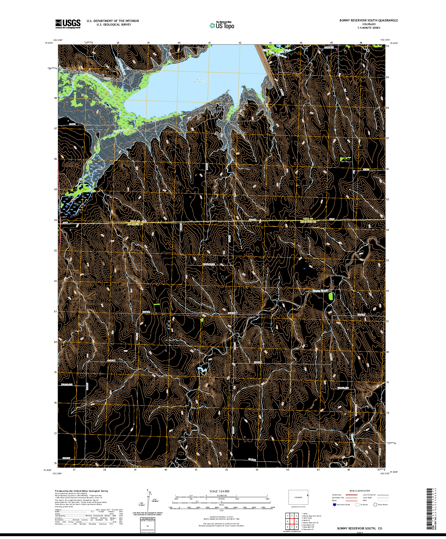 US TOPO 7.5-MINUTE MAP FOR BONNY RESERVOIR SOUTH, CO