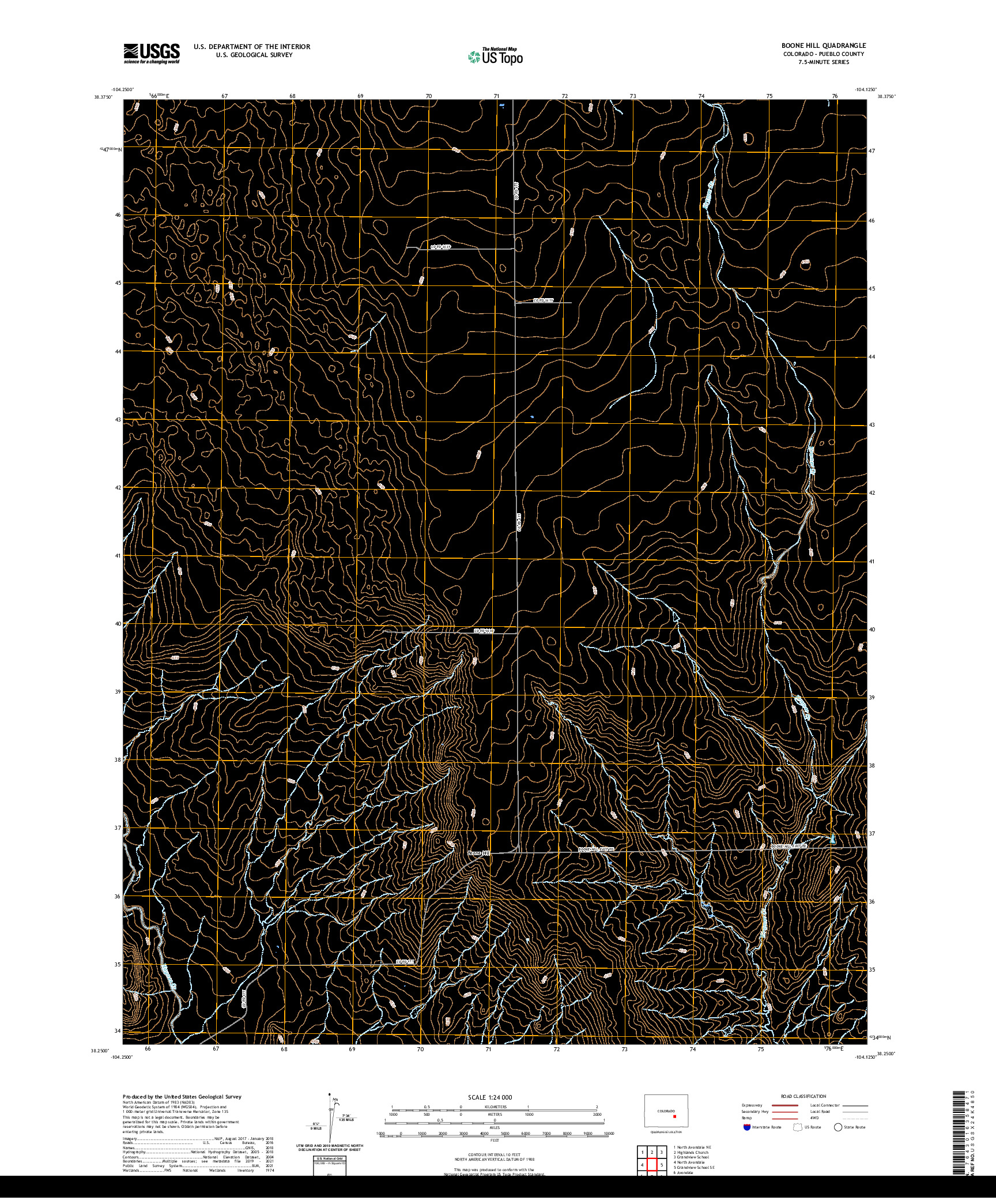 US TOPO 7.5-MINUTE MAP FOR BOONE HILL, CO