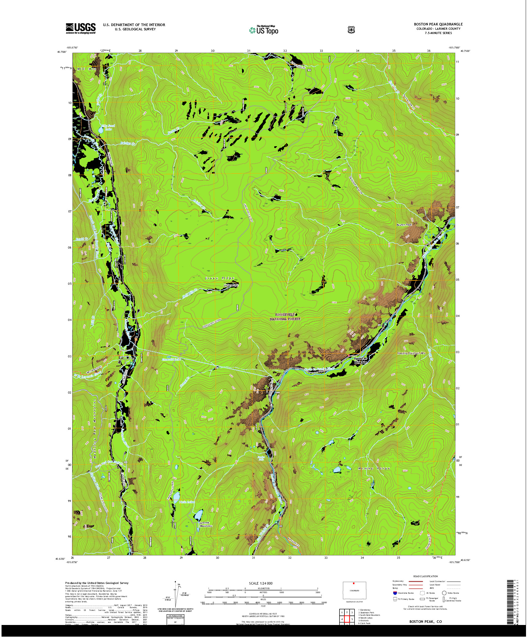 US TOPO 7.5-MINUTE MAP FOR BOSTON PEAK, CO