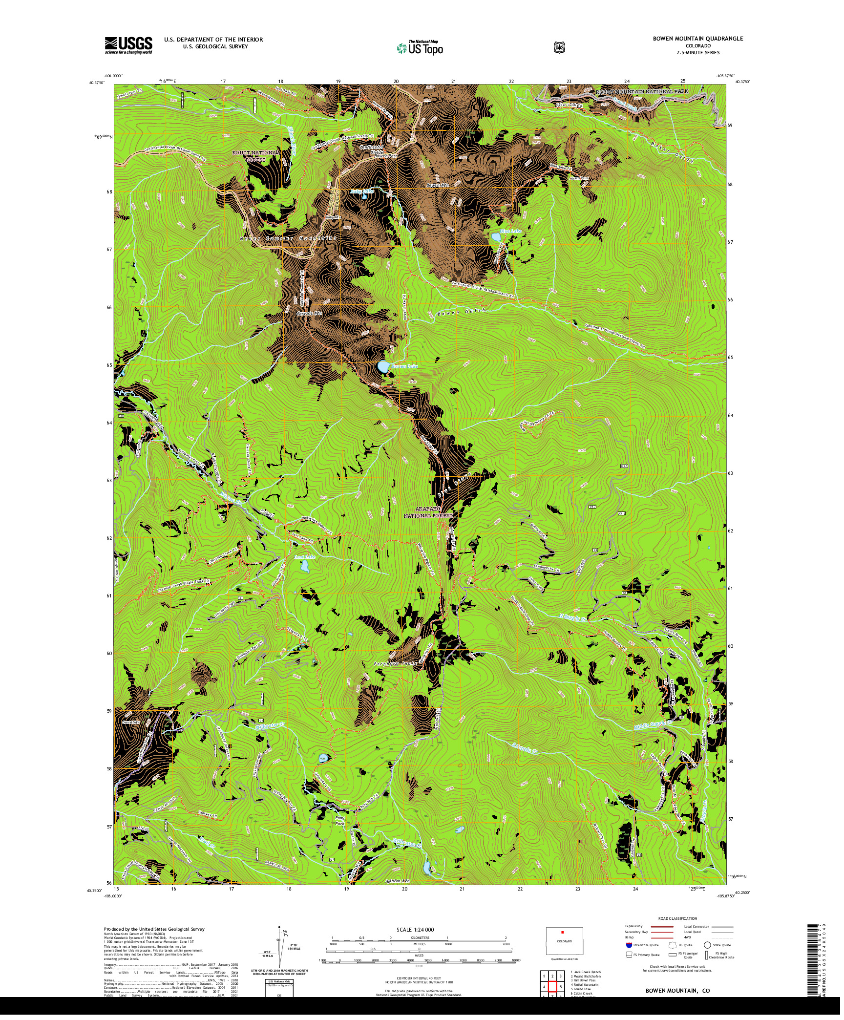 US TOPO 7.5-MINUTE MAP FOR BOWEN MOUNTAIN, CO