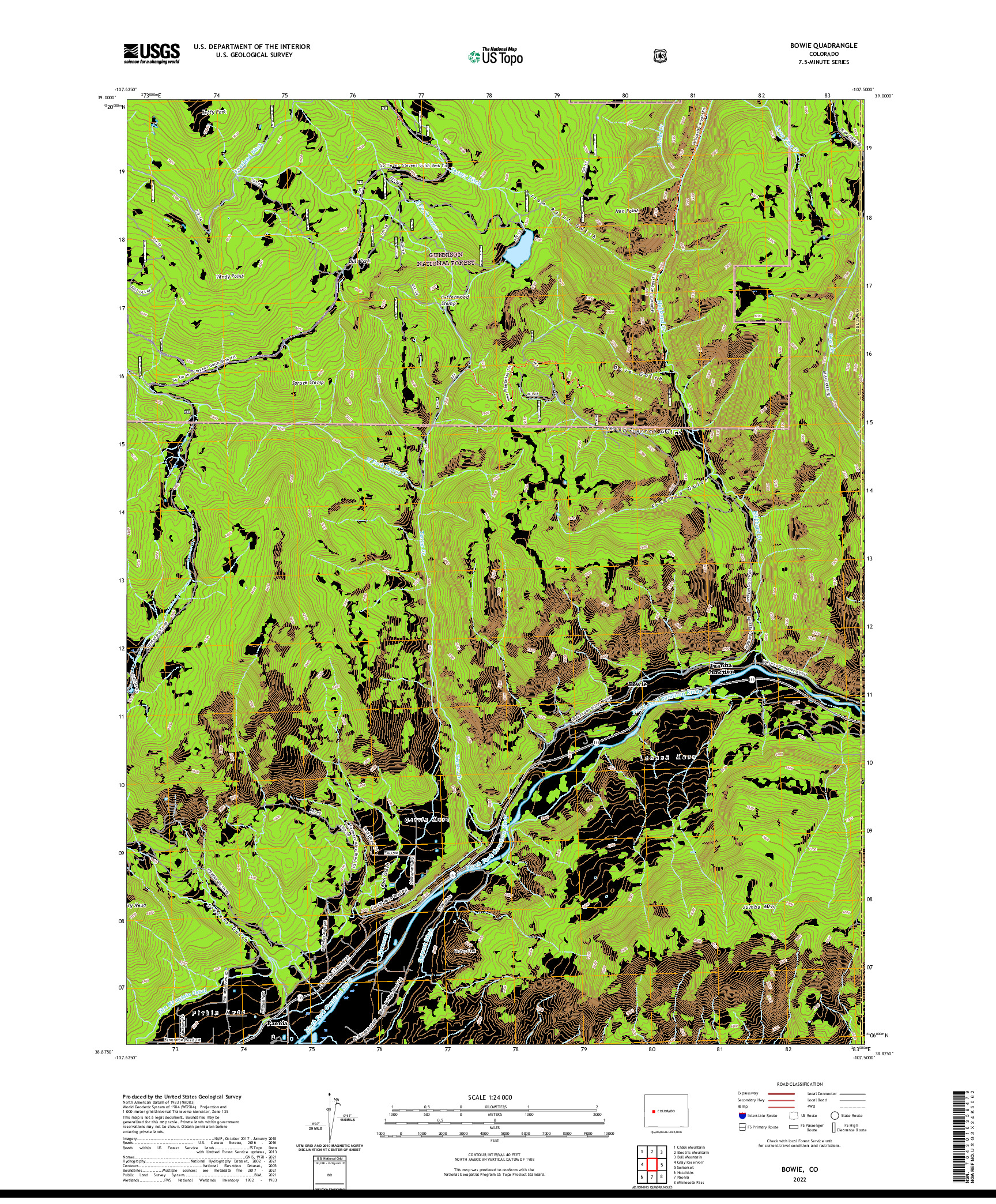 US TOPO 7.5-MINUTE MAP FOR BOWIE, CO