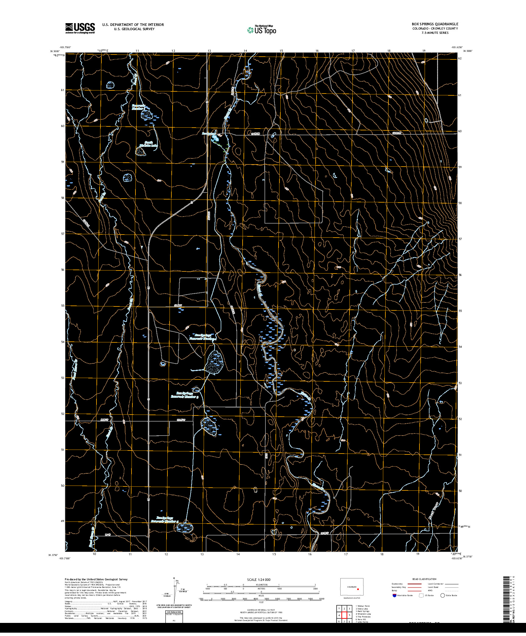 US TOPO 7.5-MINUTE MAP FOR BOX SPRINGS, CO
