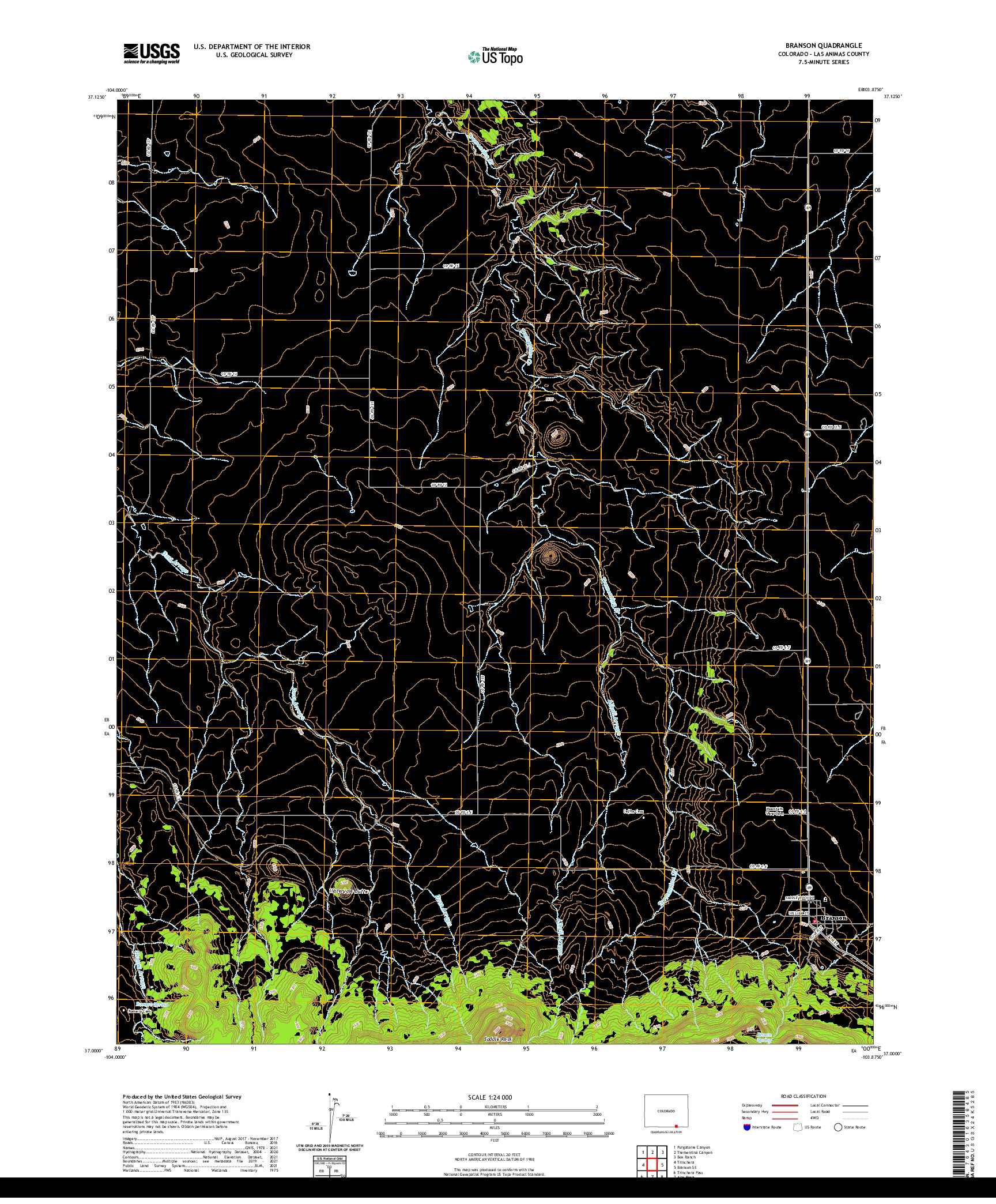 US TOPO 7.5-MINUTE MAP FOR BRANSON, CO