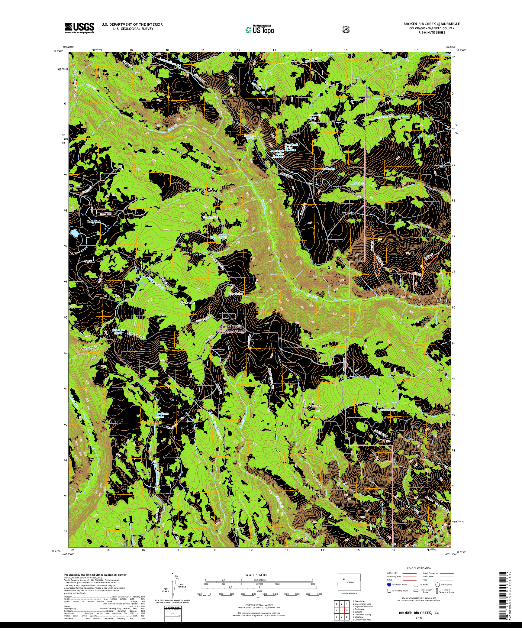 US TOPO 7.5-MINUTE MAP FOR BROKEN RIB CREEK, CO