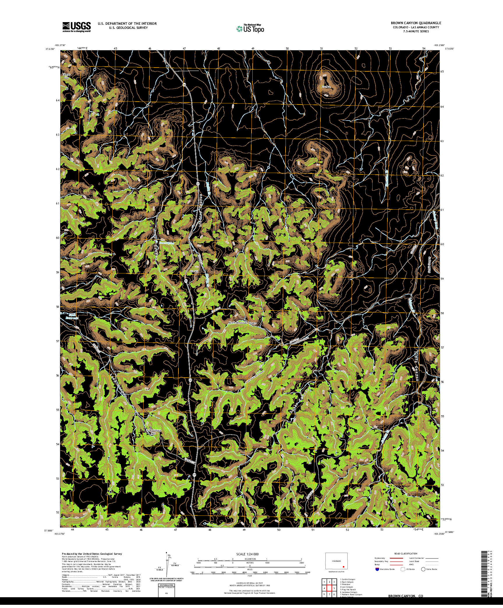 US TOPO 7.5-MINUTE MAP FOR BROWN CANYON, CO