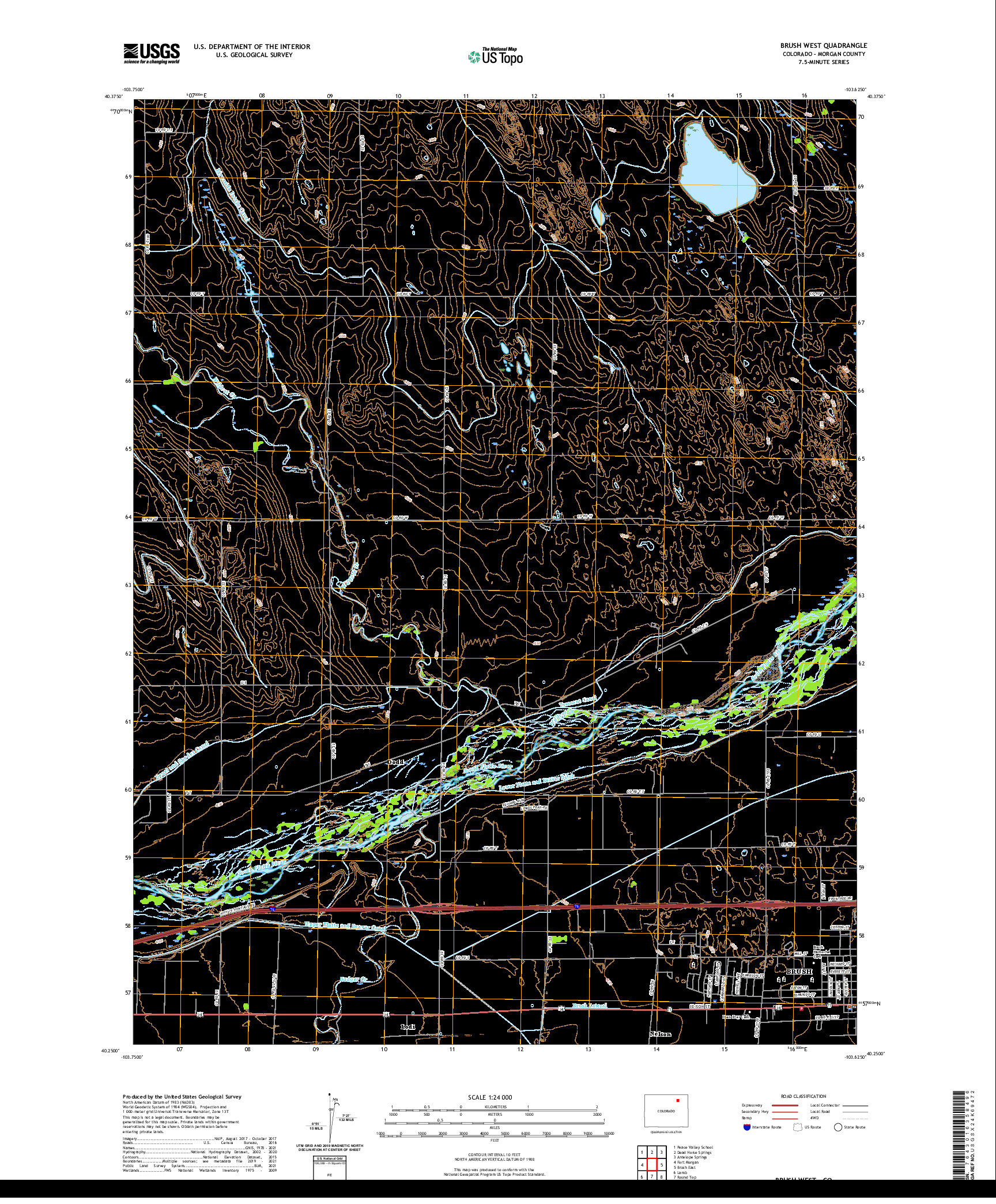 US TOPO 7.5-MINUTE MAP FOR BRUSH WEST, CO