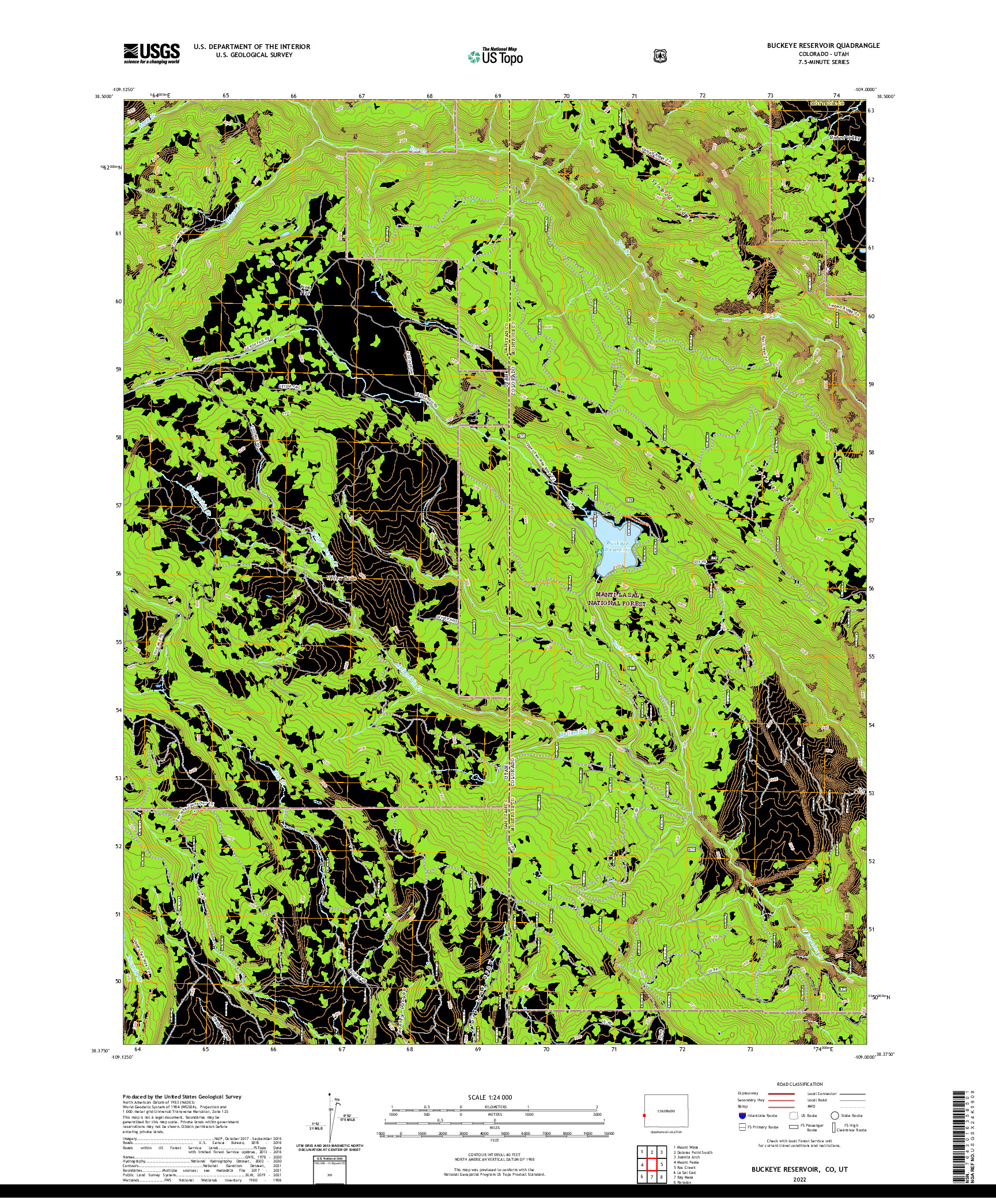 US TOPO 7.5-MINUTE MAP FOR BUCKEYE RESERVOIR, CO,UT