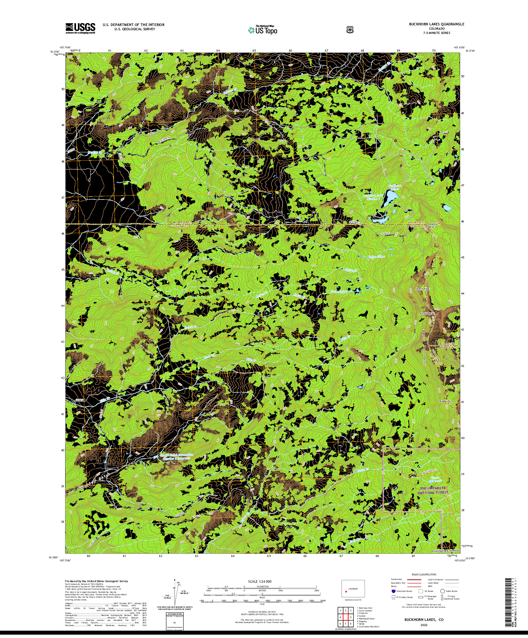 US TOPO 7.5-MINUTE MAP FOR BUCKHORN LAKES, CO