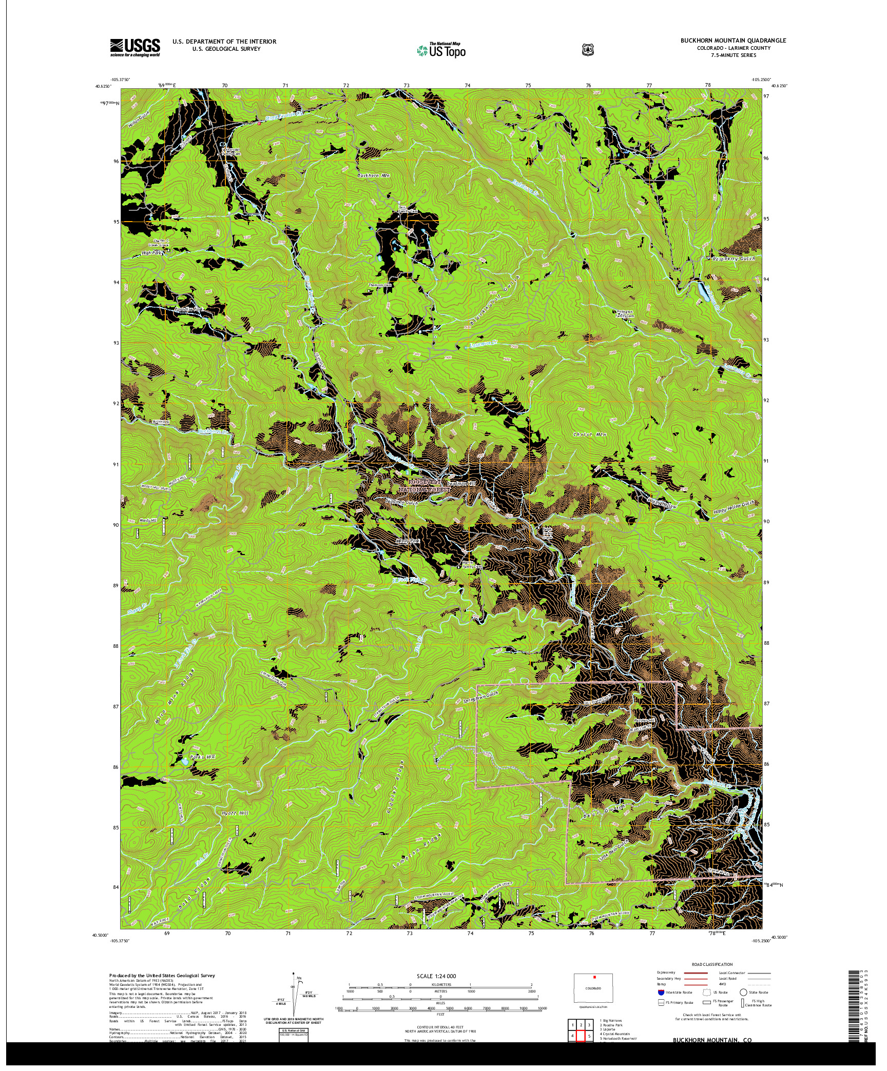 US TOPO 7.5-MINUTE MAP FOR BUCKHORN MOUNTAIN, CO