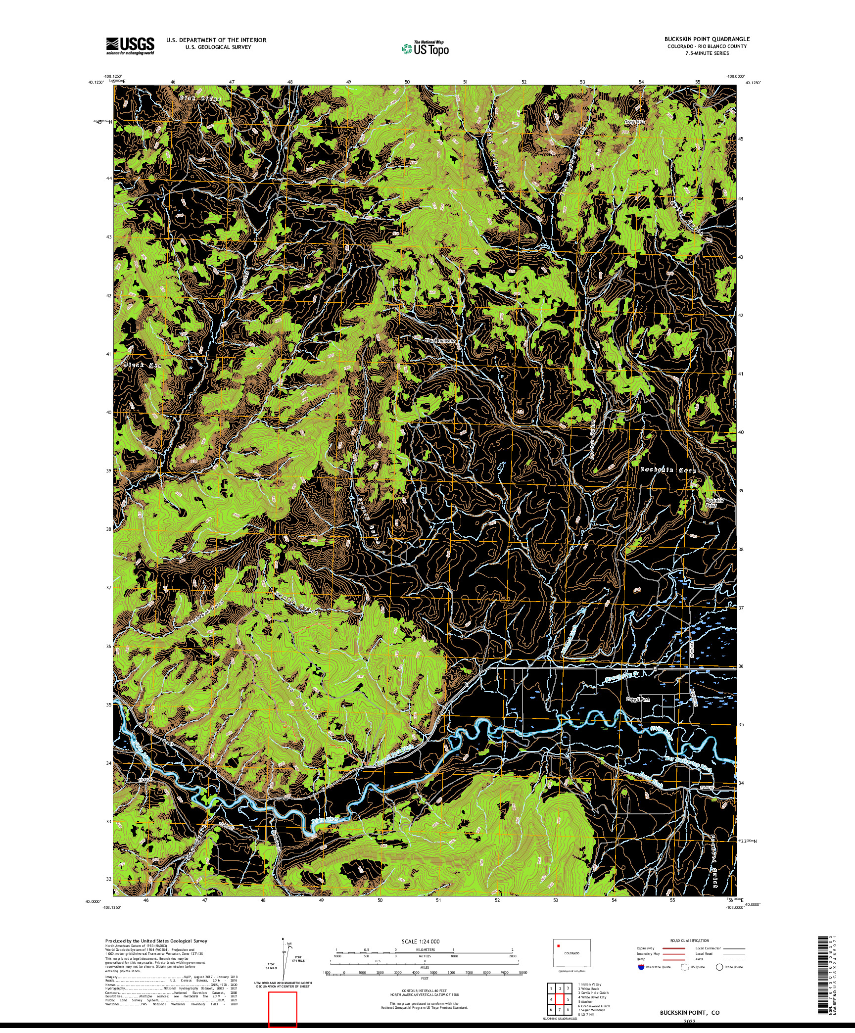 US TOPO 7.5-MINUTE MAP FOR BUCKSKIN POINT, CO