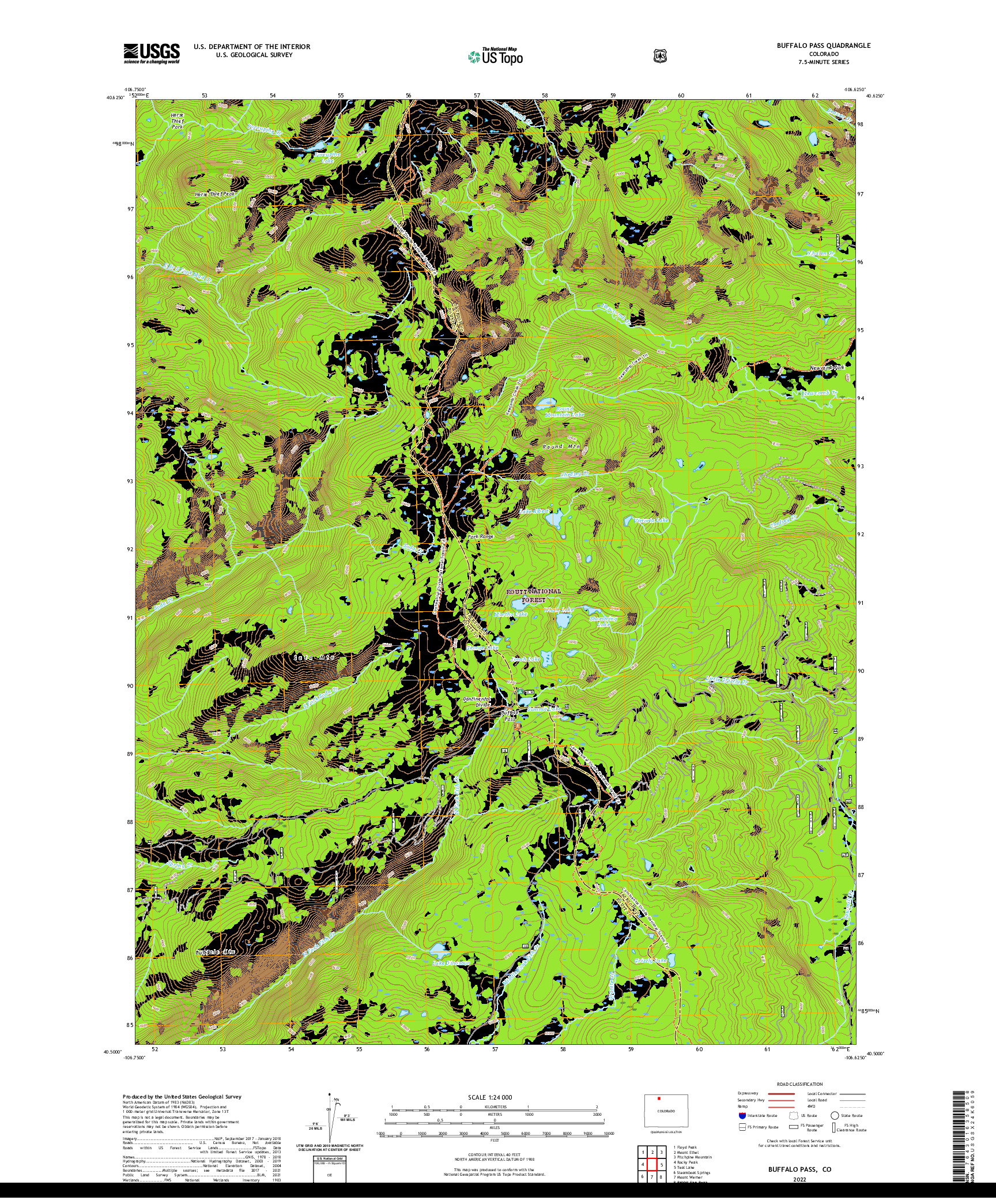 US TOPO 7.5-MINUTE MAP FOR BUFFALO PASS, CO