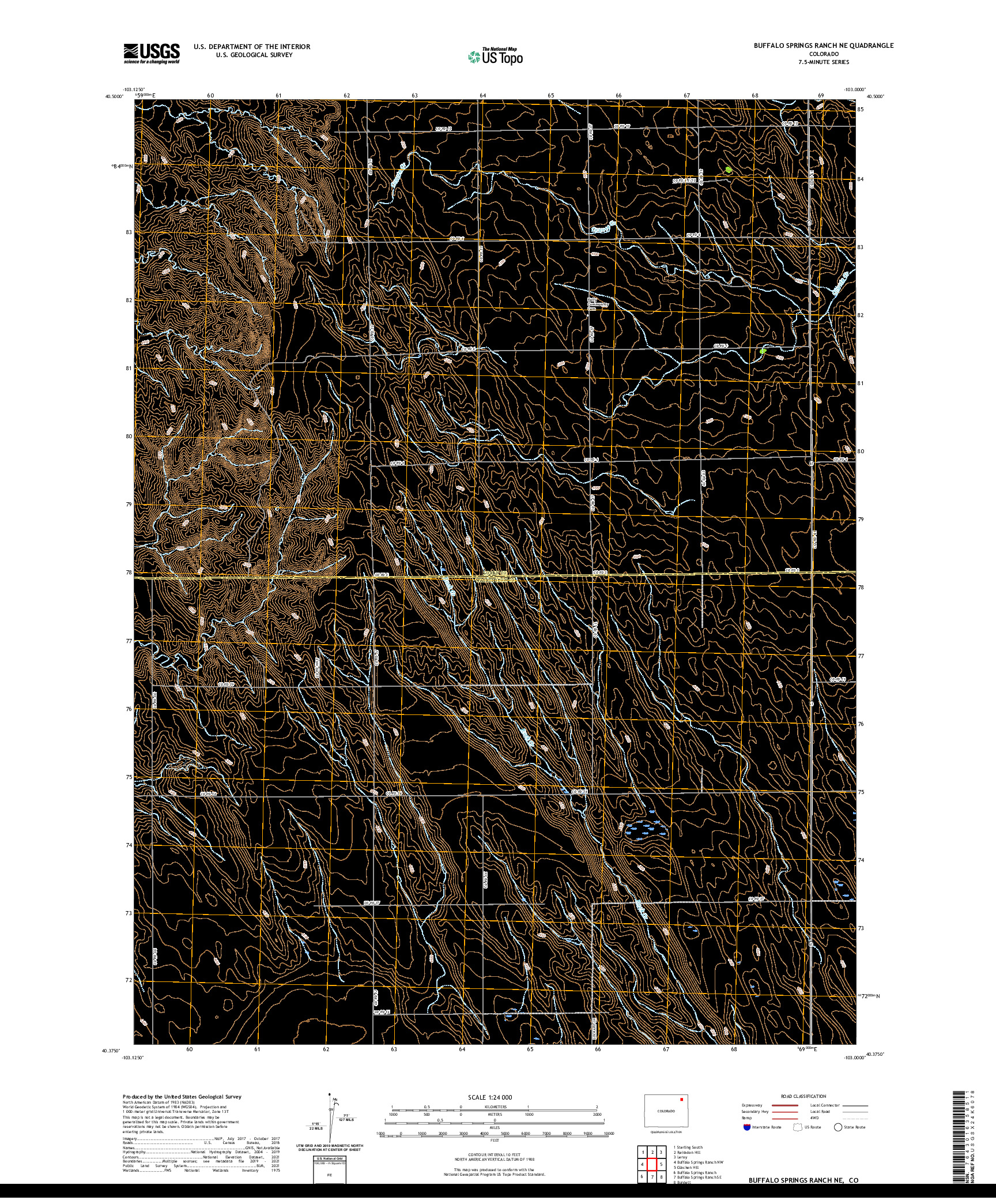 US TOPO 7.5-MINUTE MAP FOR BUFFALO SPRINGS RANCH NE, CO