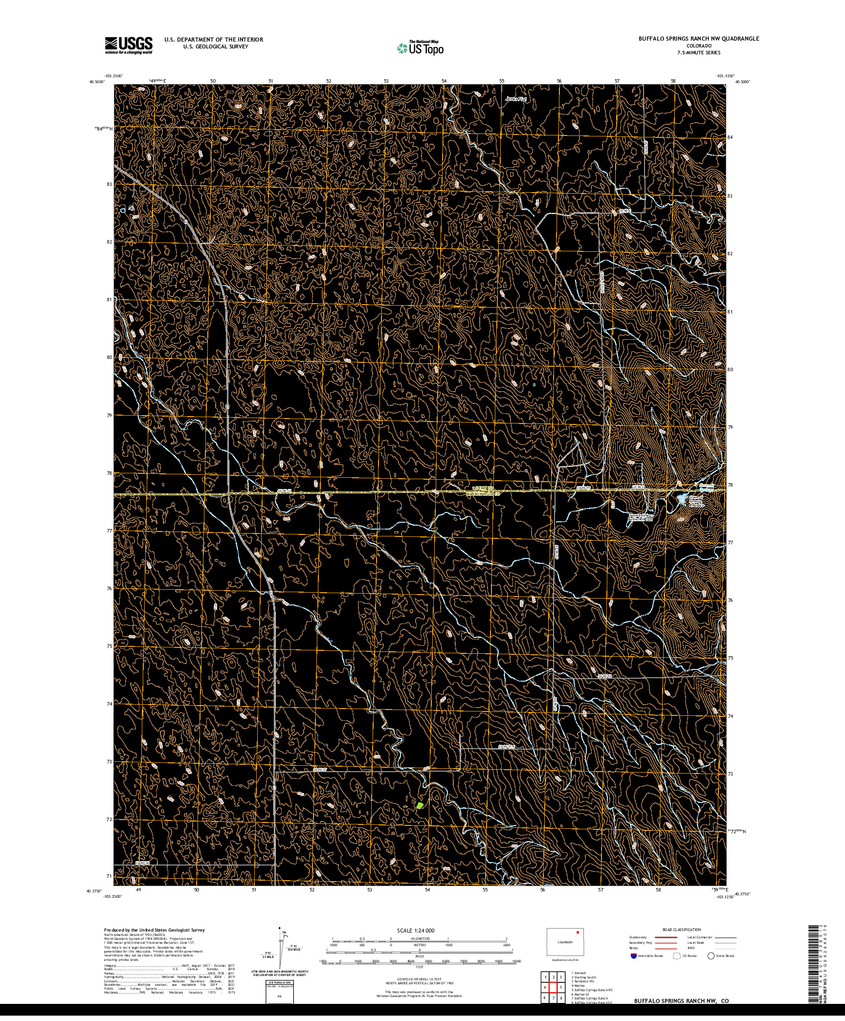 US TOPO 7.5-MINUTE MAP FOR BUFFALO SPRINGS RANCH NW, CO