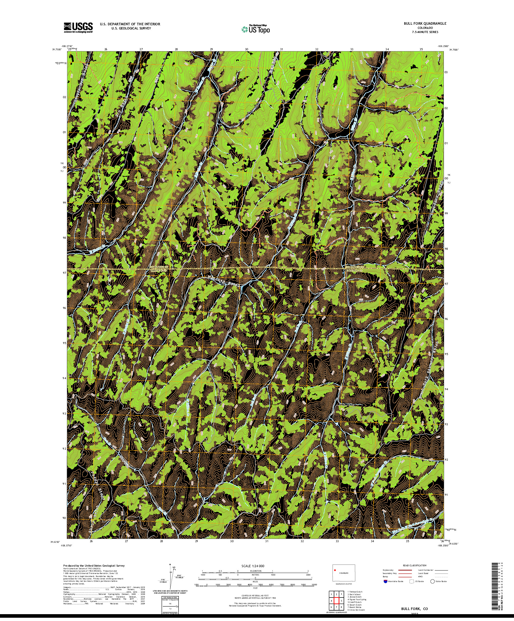 US TOPO 7.5-MINUTE MAP FOR BULL FORK, CO