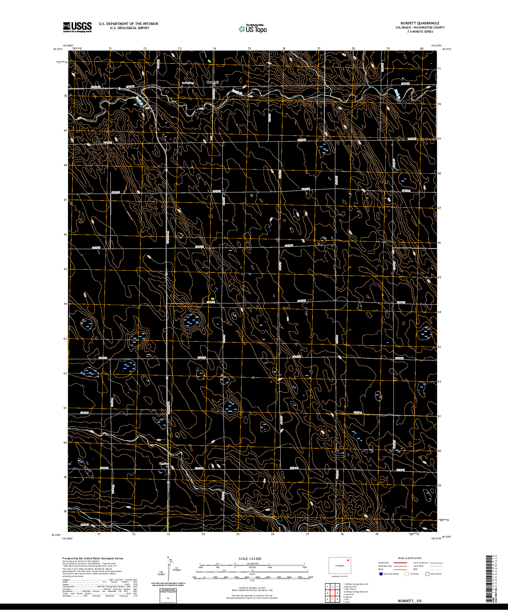 US TOPO 7.5-MINUTE MAP FOR BURDETT, CO