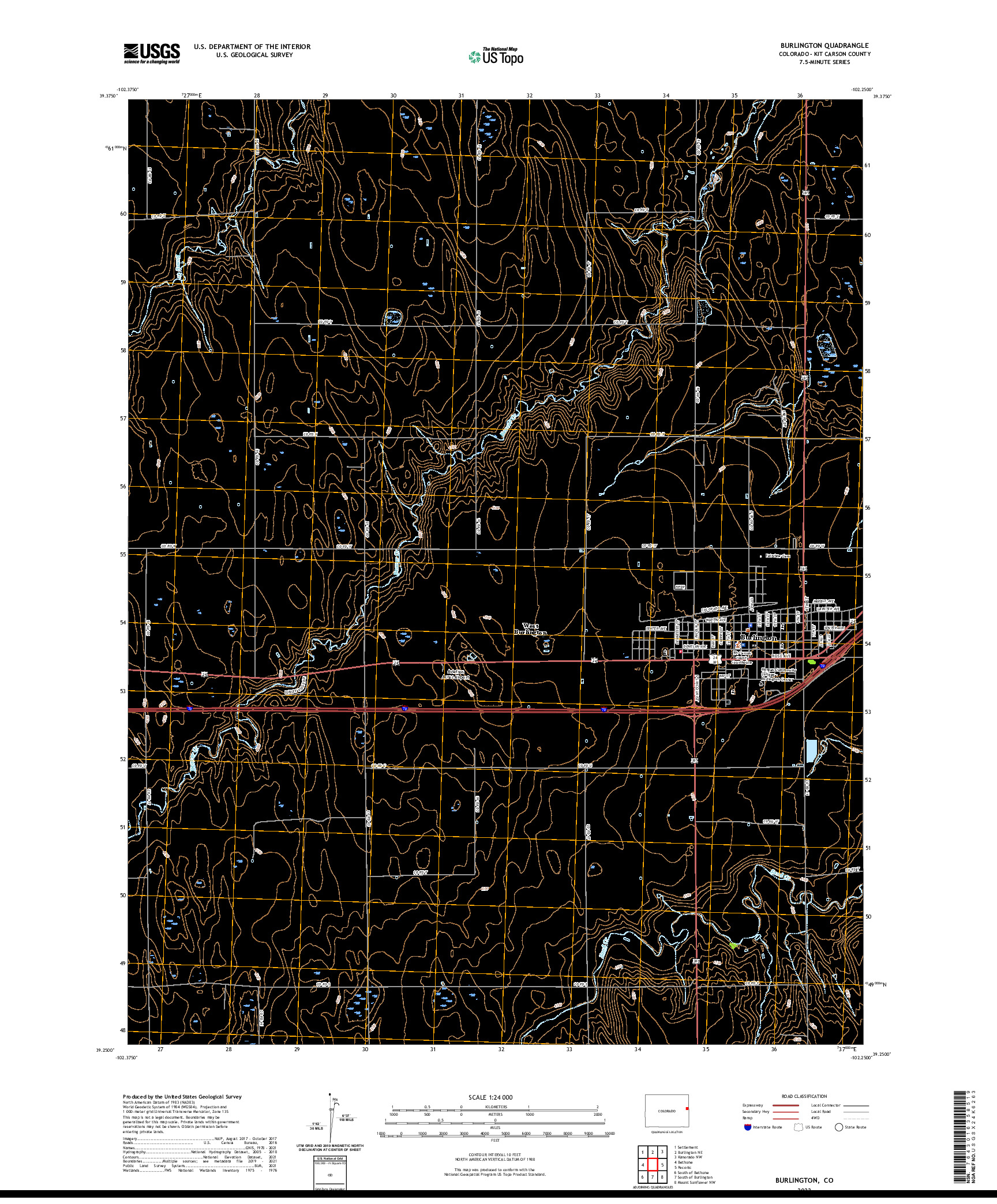 US TOPO 7.5-MINUTE MAP FOR BURLINGTON, CO