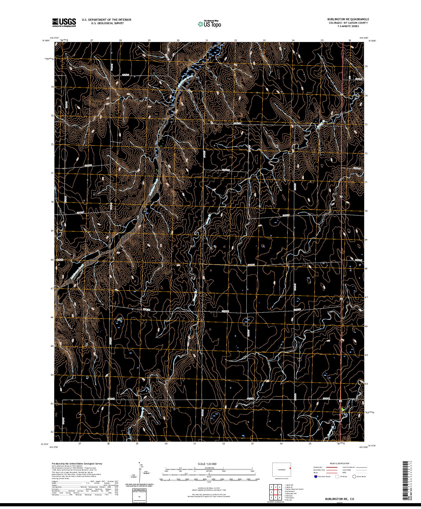 US TOPO 7.5-MINUTE MAP FOR BURLINGTON NE, CO