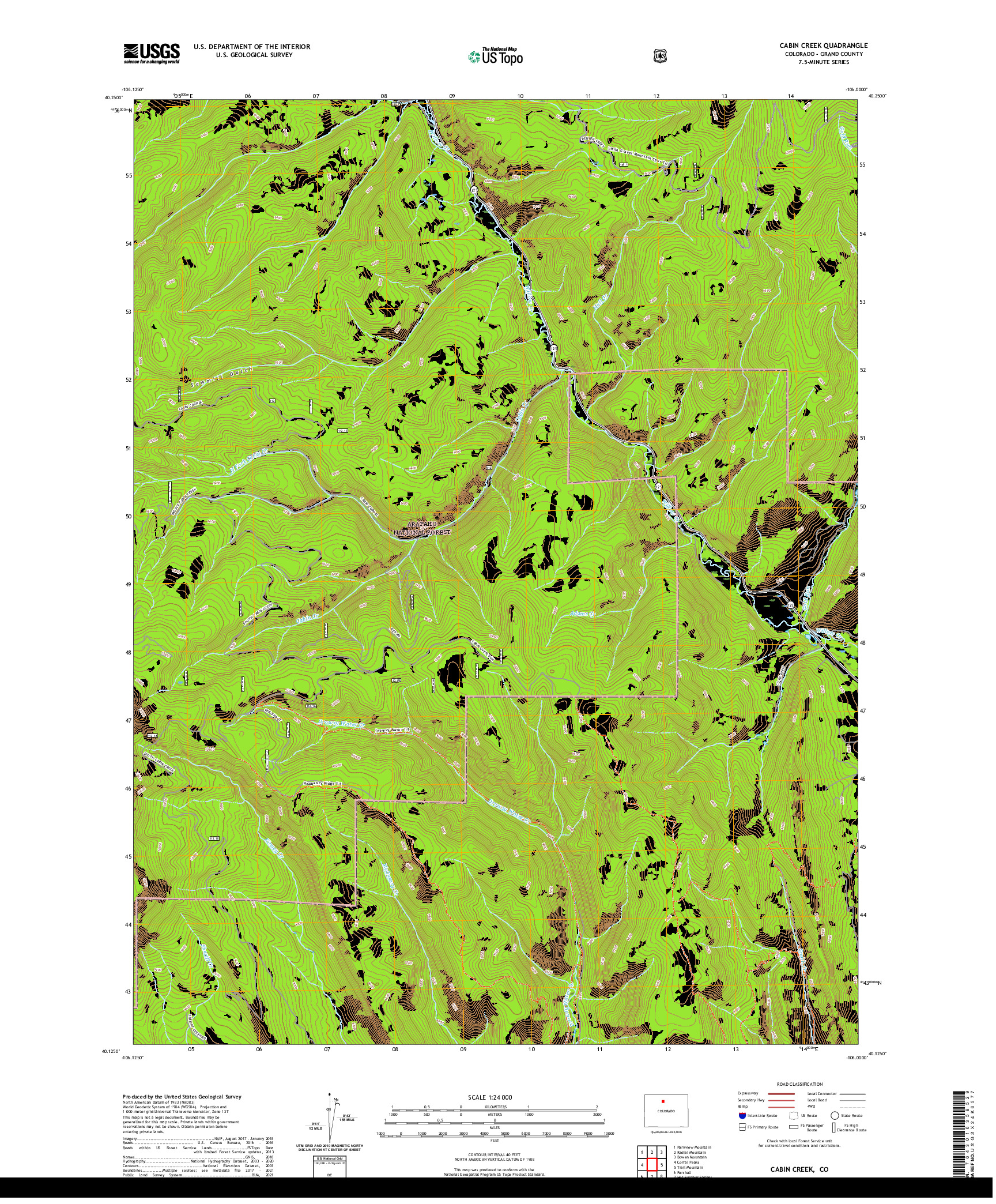 US TOPO 7.5-MINUTE MAP FOR CABIN CREEK, CO