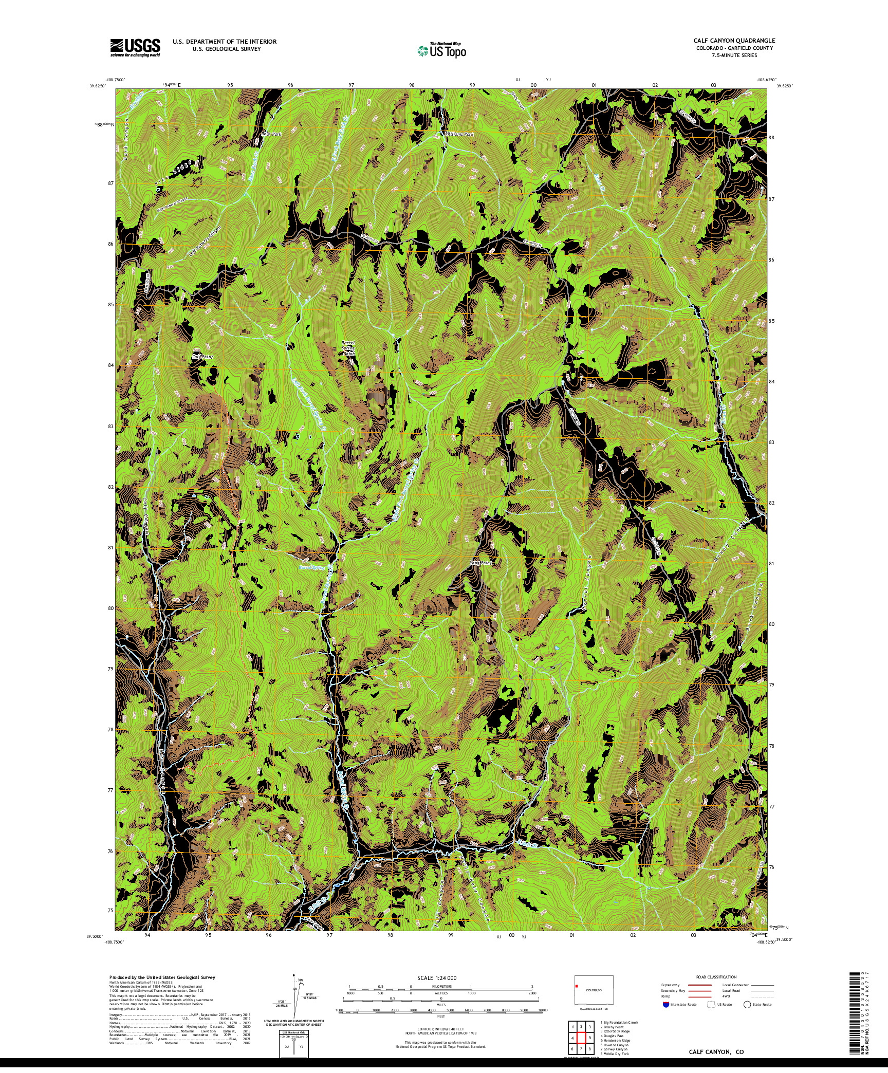 US TOPO 7.5-MINUTE MAP FOR CALF CANYON, CO