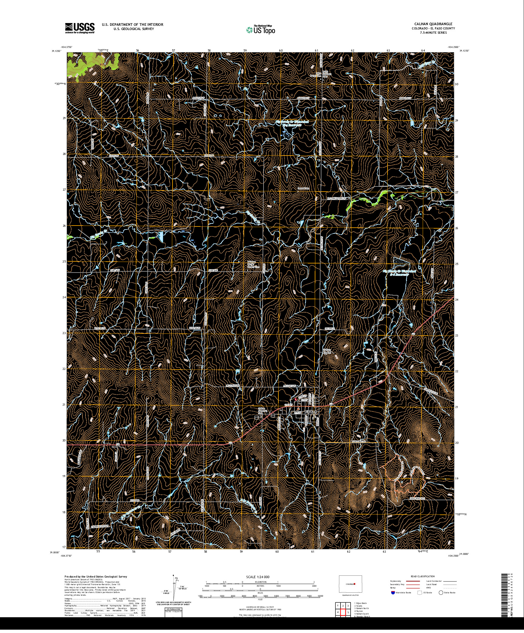 US TOPO 7.5-MINUTE MAP FOR CALHAN, CO