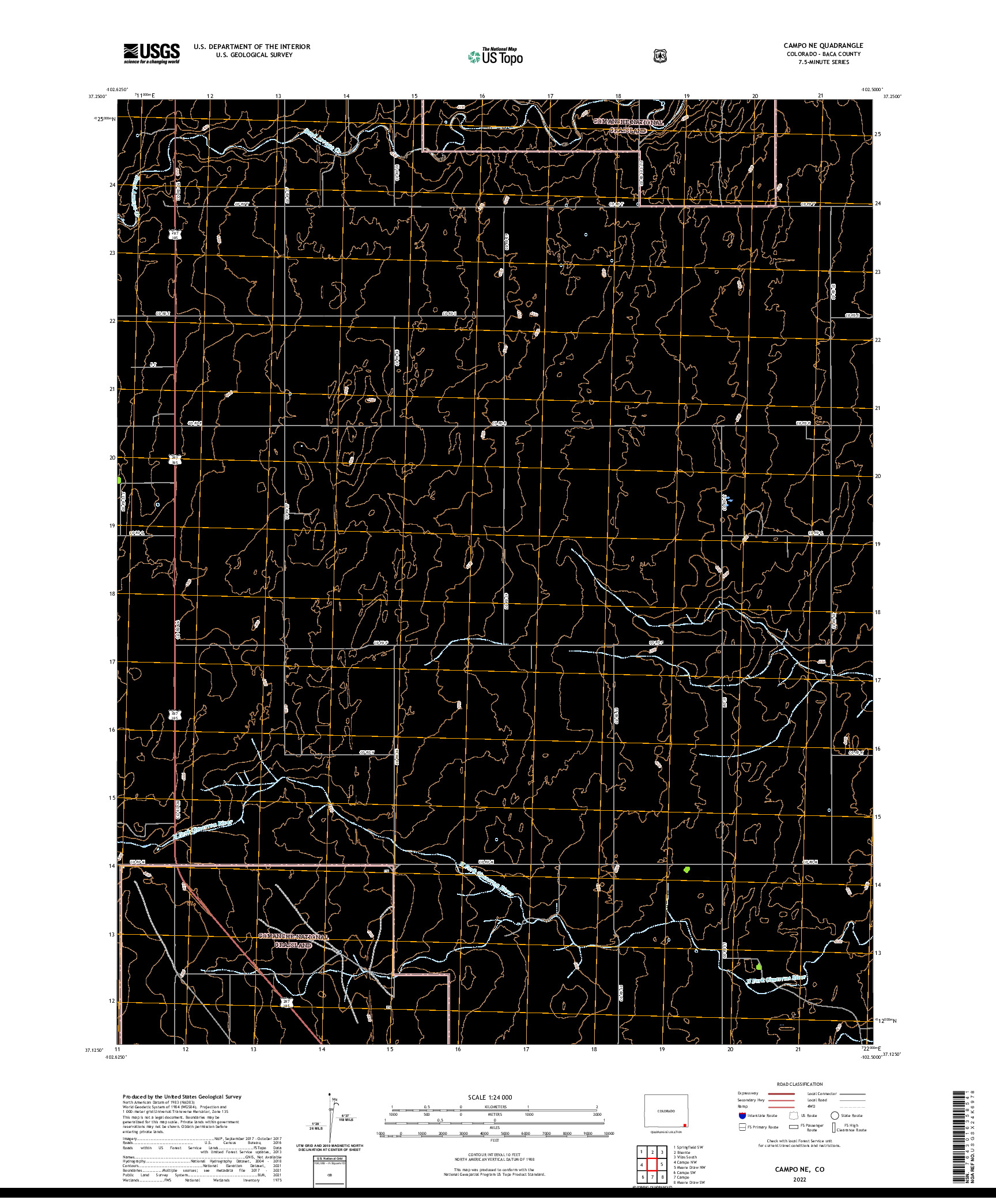 US TOPO 7.5-MINUTE MAP FOR CAMPO NE, CO