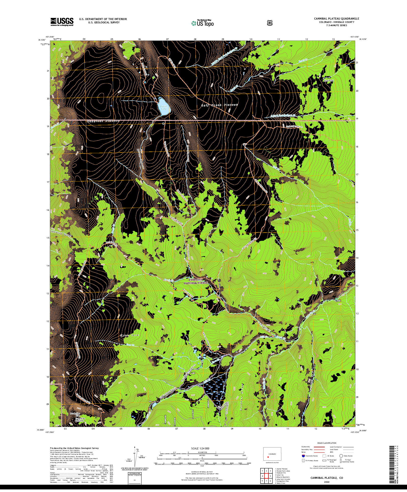 US TOPO 7.5-MINUTE MAP FOR CANNIBAL PLATEAU, CO