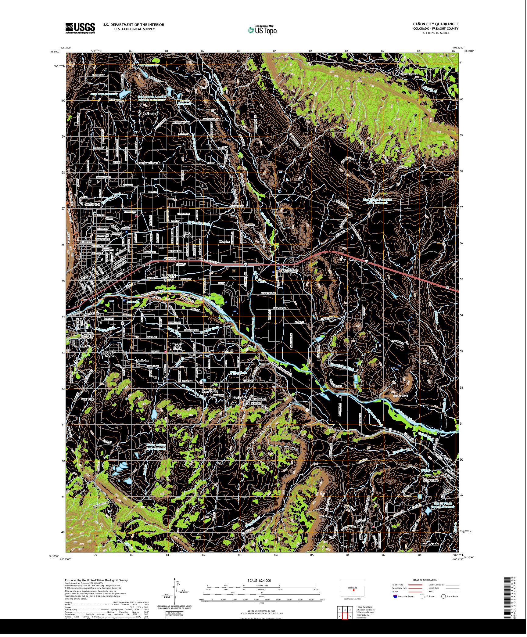 US TOPO 7.5-MINUTE MAP FOR CANON CITY, CO