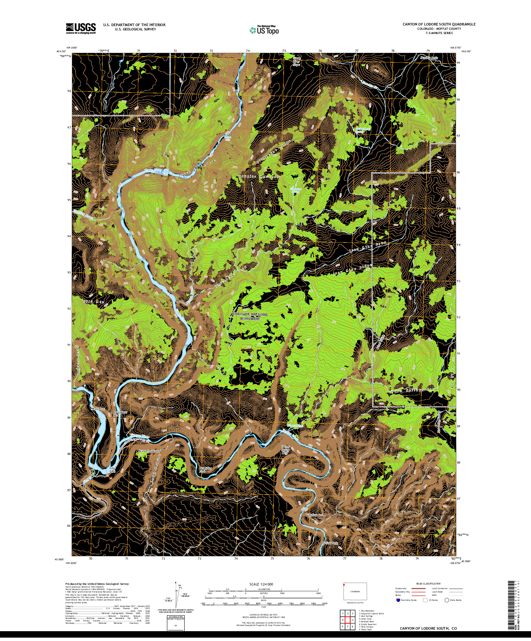 US TOPO 7.5-MINUTE MAP FOR CANYON OF LODORE SOUTH, CO