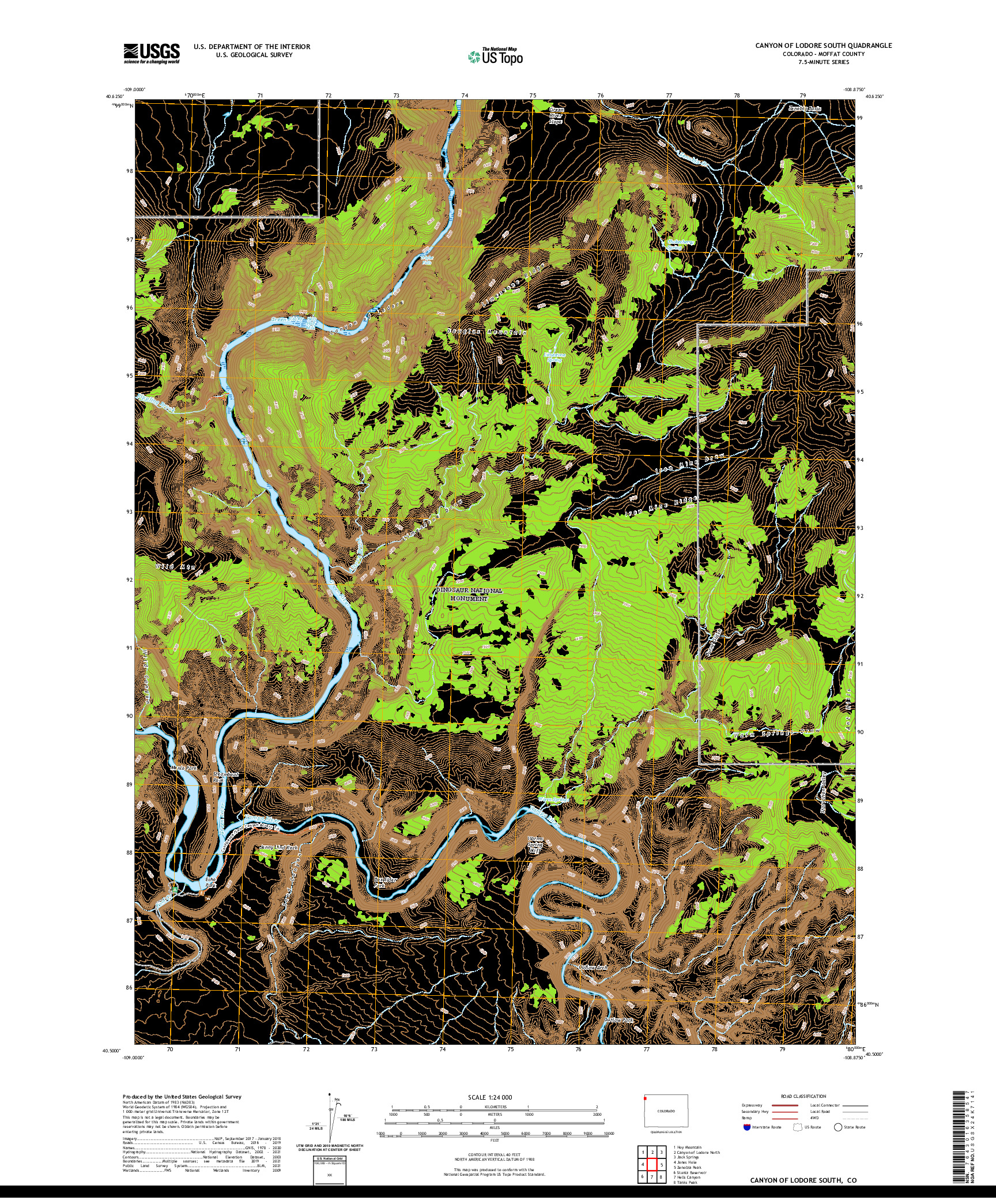 US TOPO 7.5-MINUTE MAP FOR CANYON OF LODORE SOUTH, CO