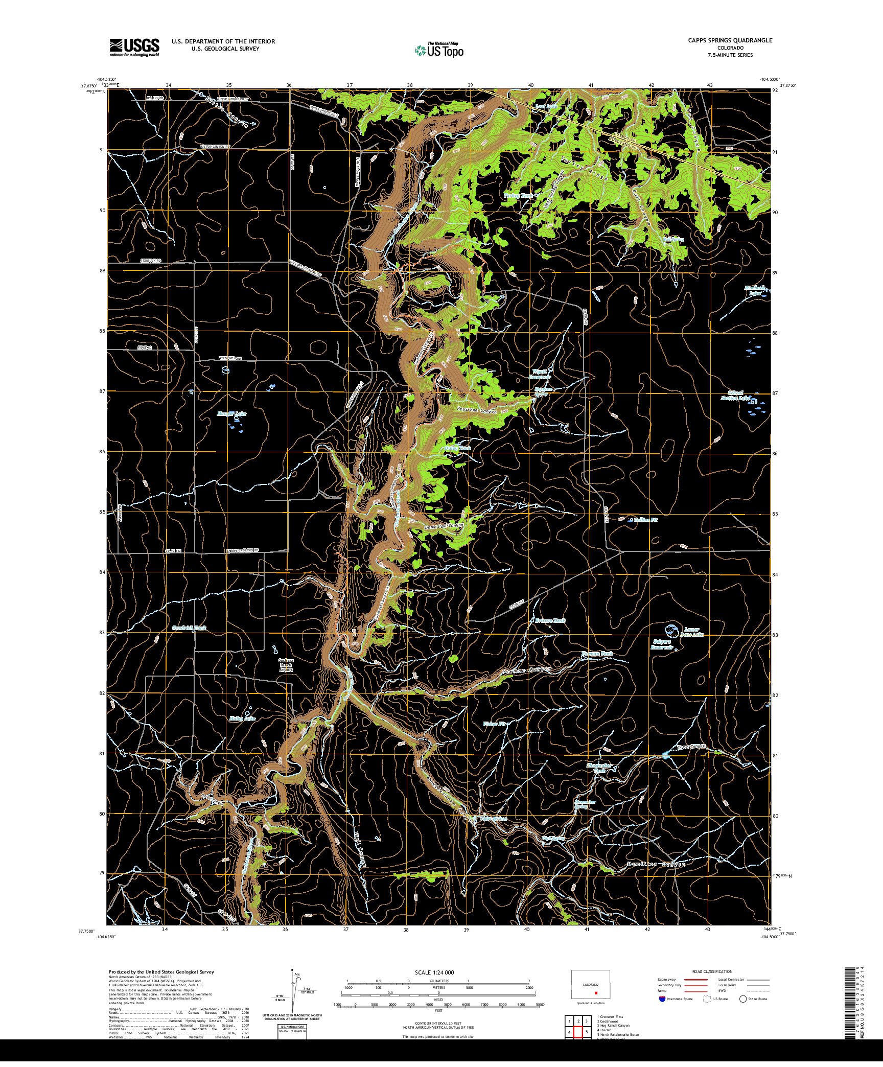 US TOPO 7.5-MINUTE MAP FOR CAPPS SPRINGS, CO