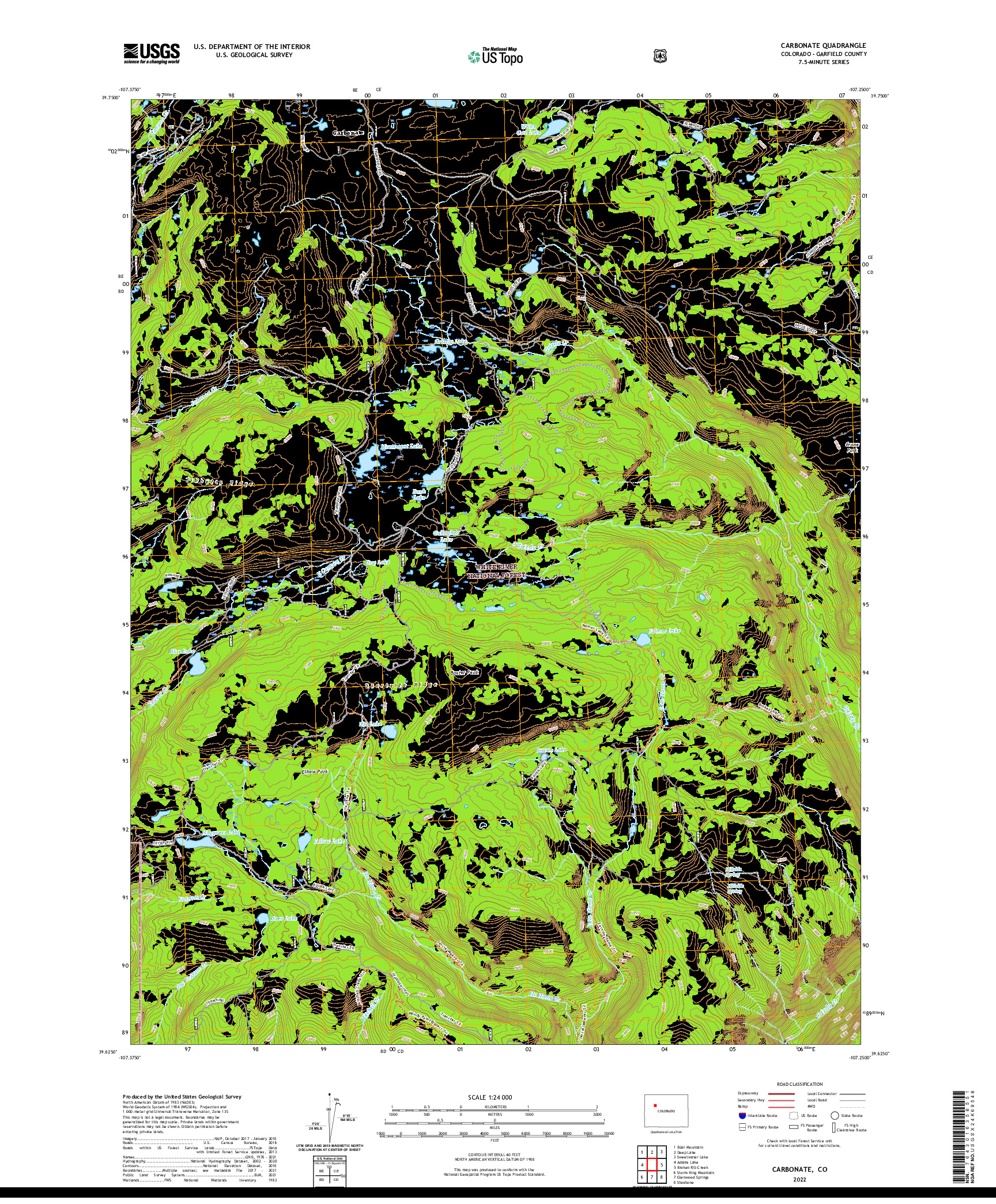 US TOPO 7.5-MINUTE MAP FOR CARBONATE, CO