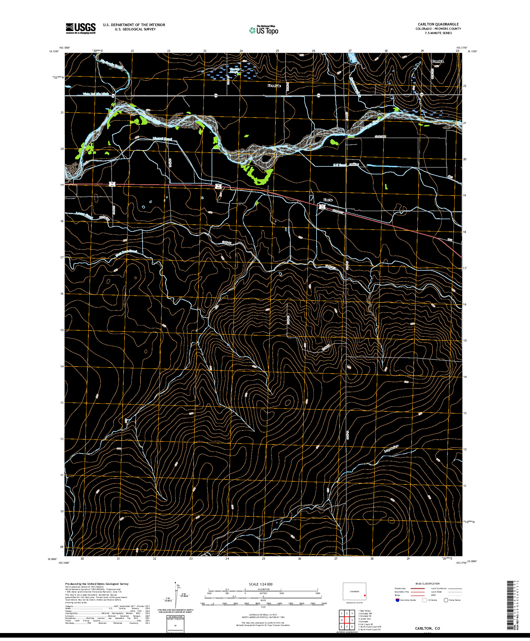 US TOPO 7.5-MINUTE MAP FOR CARLTON, CO