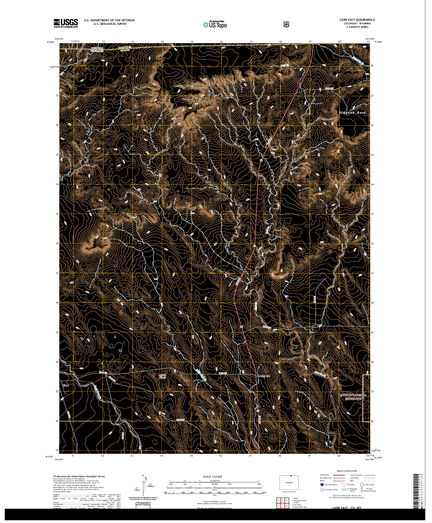 US TOPO 7.5-MINUTE MAP FOR CARR EAST, CO,WY