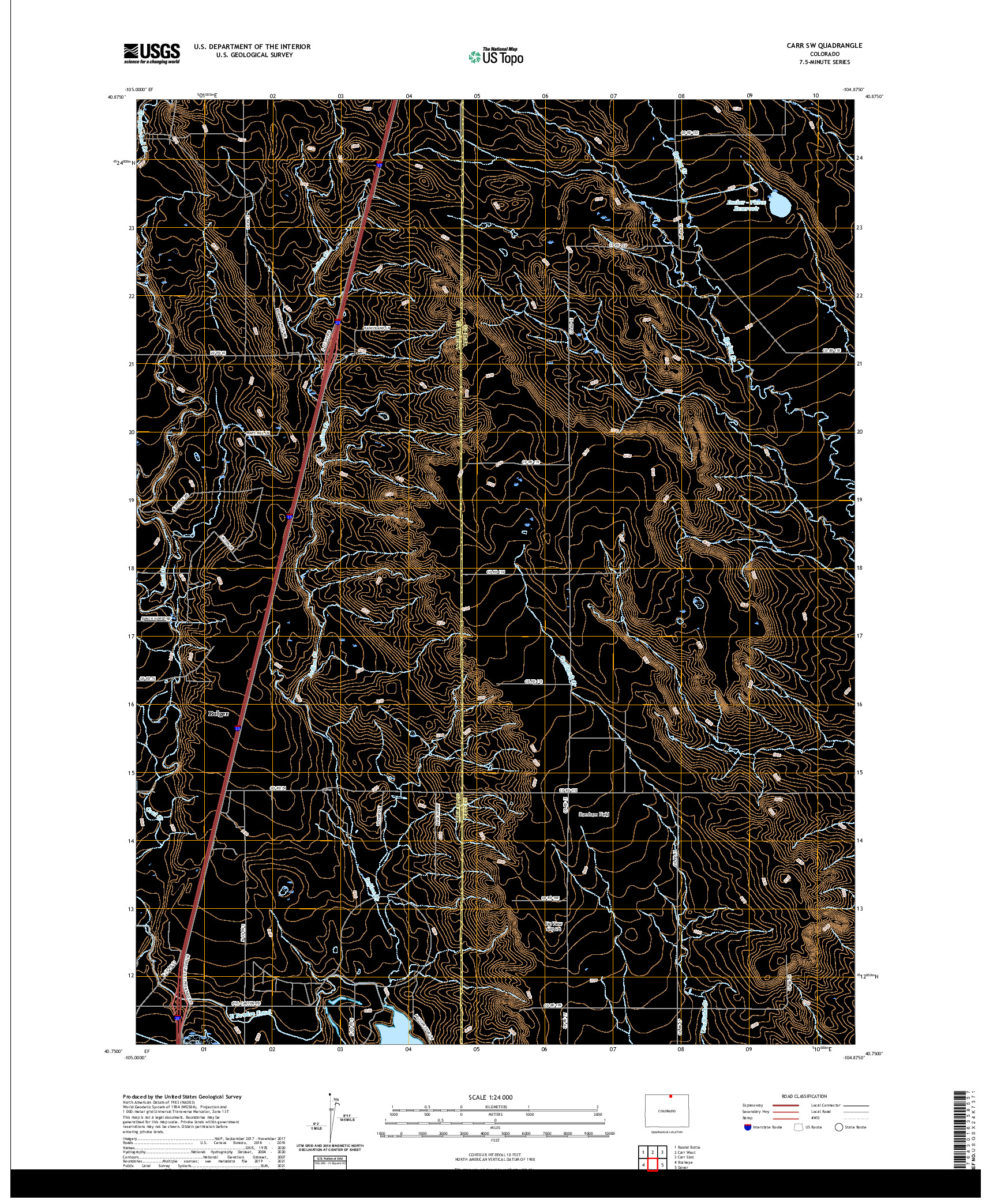 US TOPO 7.5-MINUTE MAP FOR CARR SW, CO