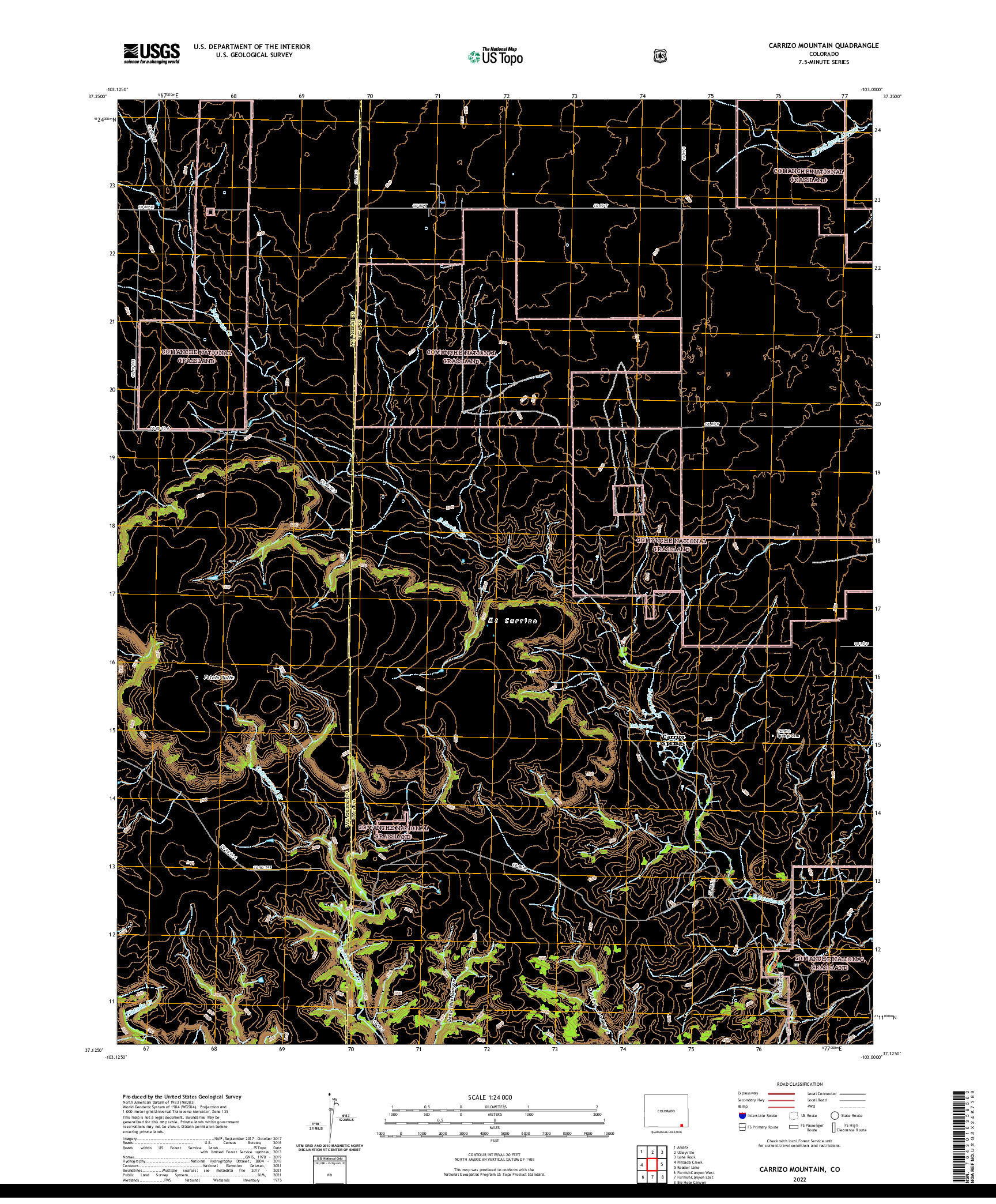 US TOPO 7.5-MINUTE MAP FOR CARRIZO MOUNTAIN, CO