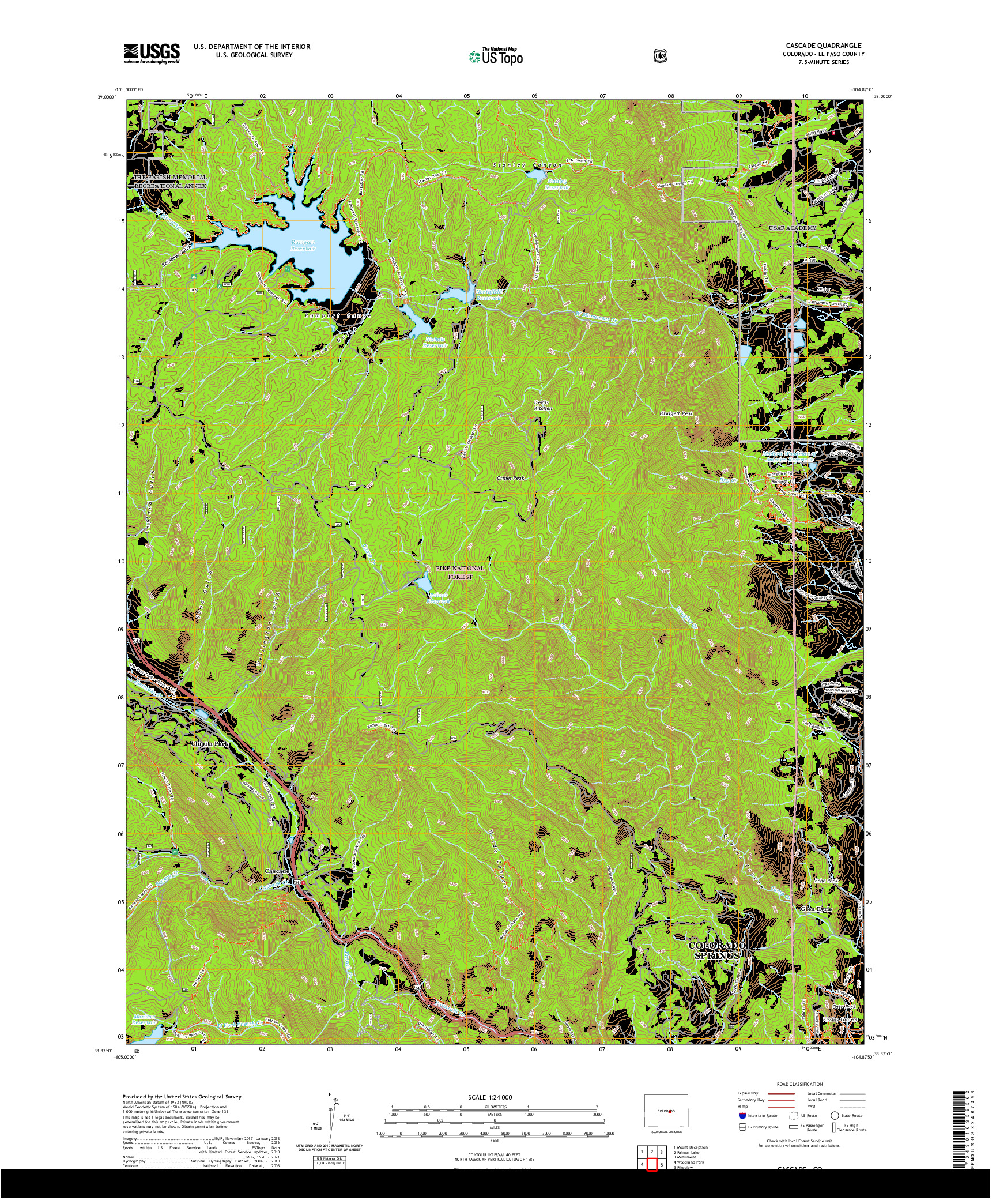 US TOPO 7.5-MINUTE MAP FOR CASCADE, CO