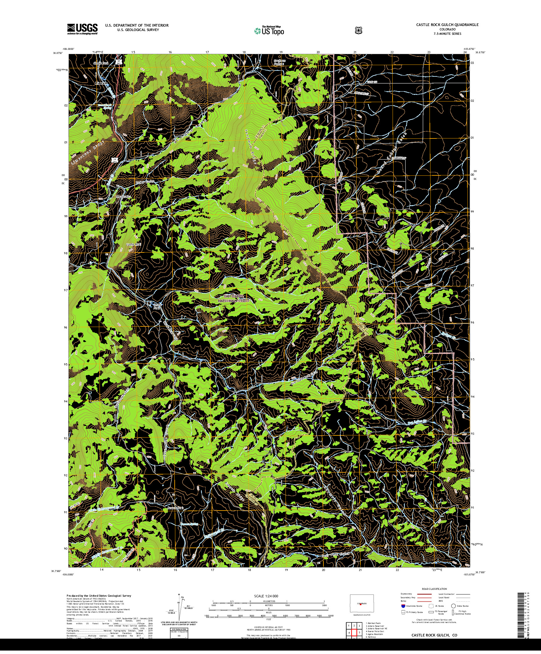 US TOPO 7.5-MINUTE MAP FOR CASTLE ROCK GULCH, CO