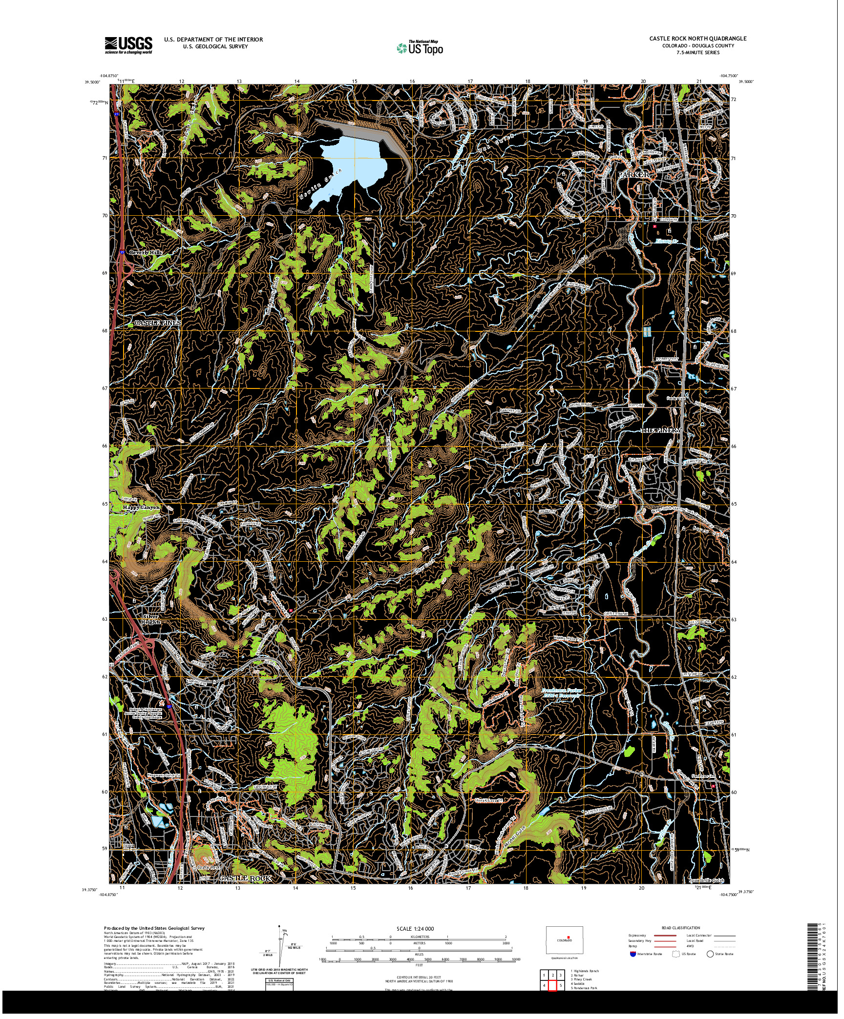 US TOPO 7.5-MINUTE MAP FOR CASTLE ROCK NORTH, CO