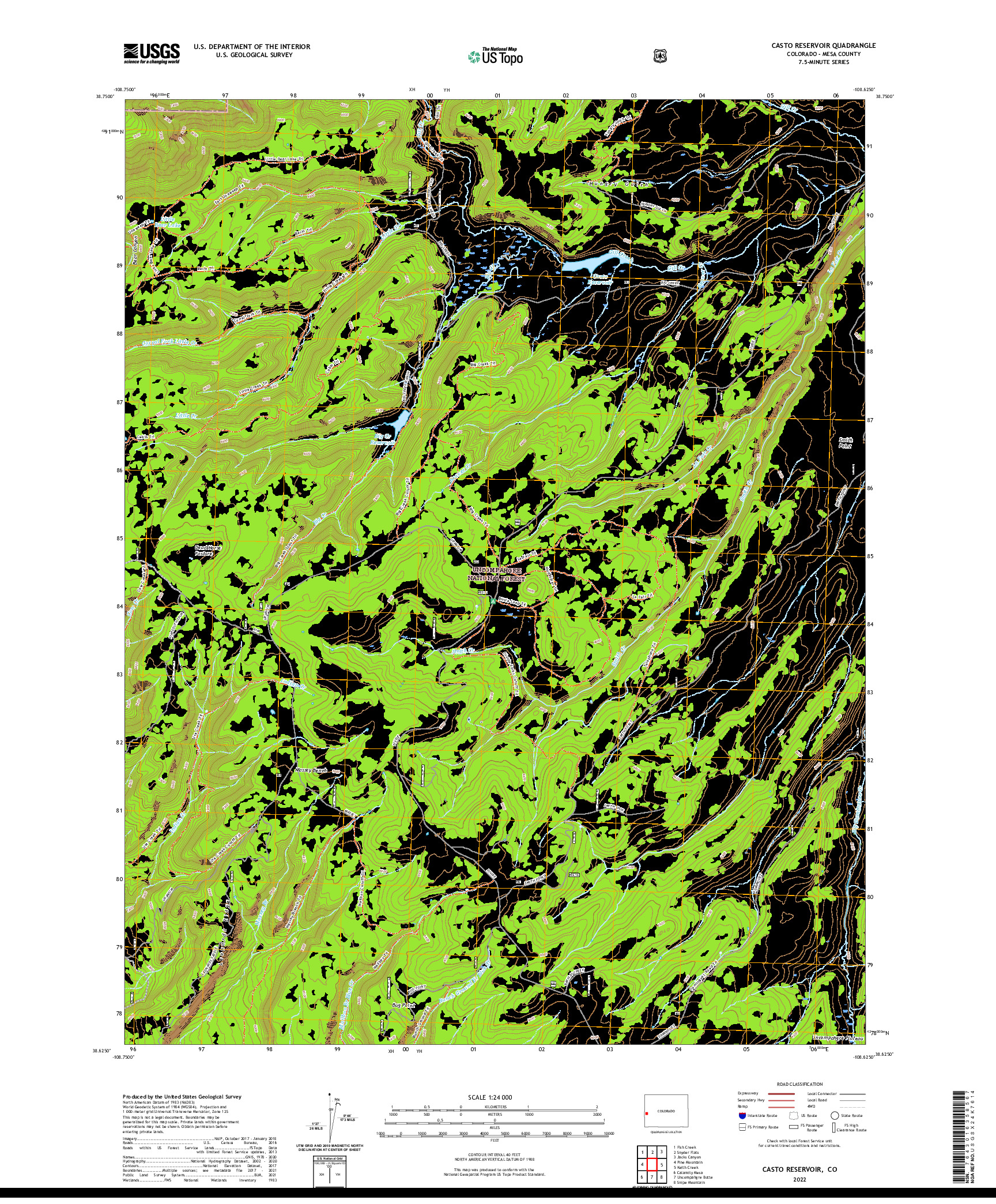 US TOPO 7.5-MINUTE MAP FOR CASTO RESERVOIR, CO