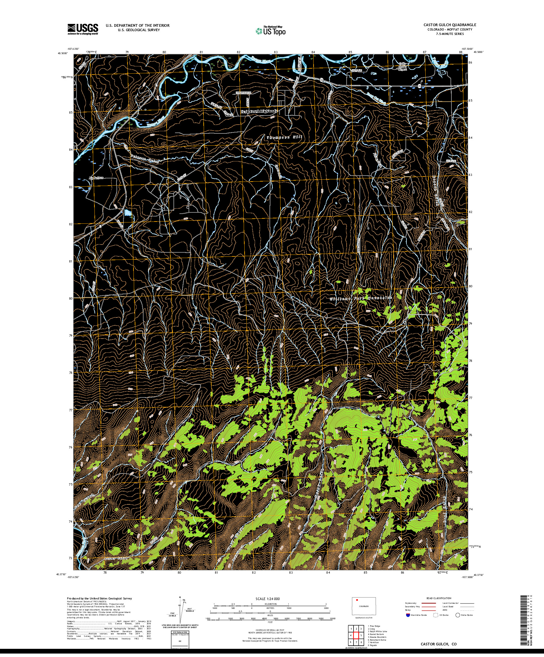 US TOPO 7.5-MINUTE MAP FOR CASTOR GULCH, CO