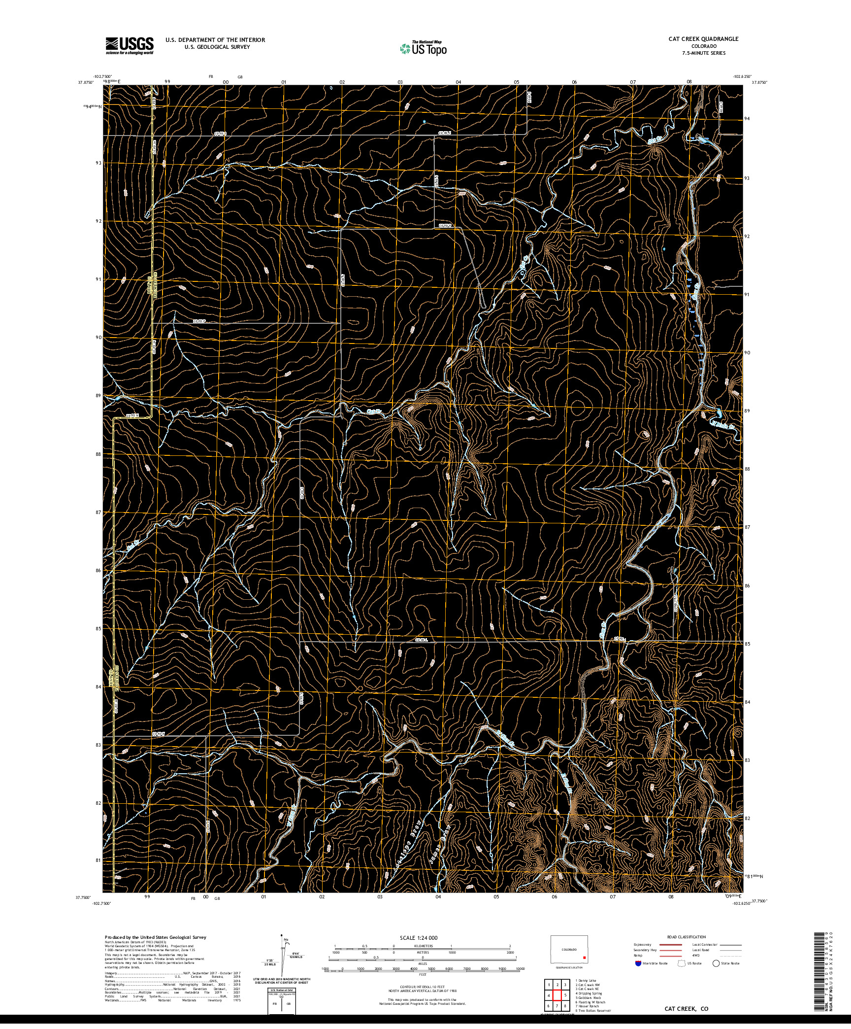 US TOPO 7.5-MINUTE MAP FOR CAT CREEK, CO